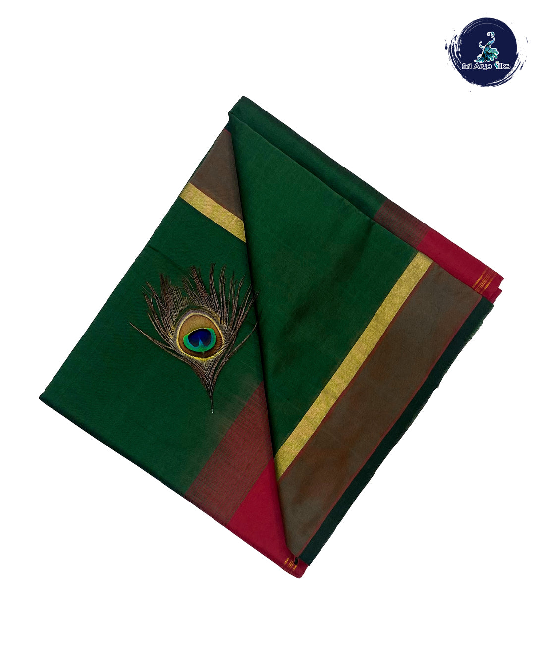 Dark Green and Maroon Semi Silk Cotton Saree