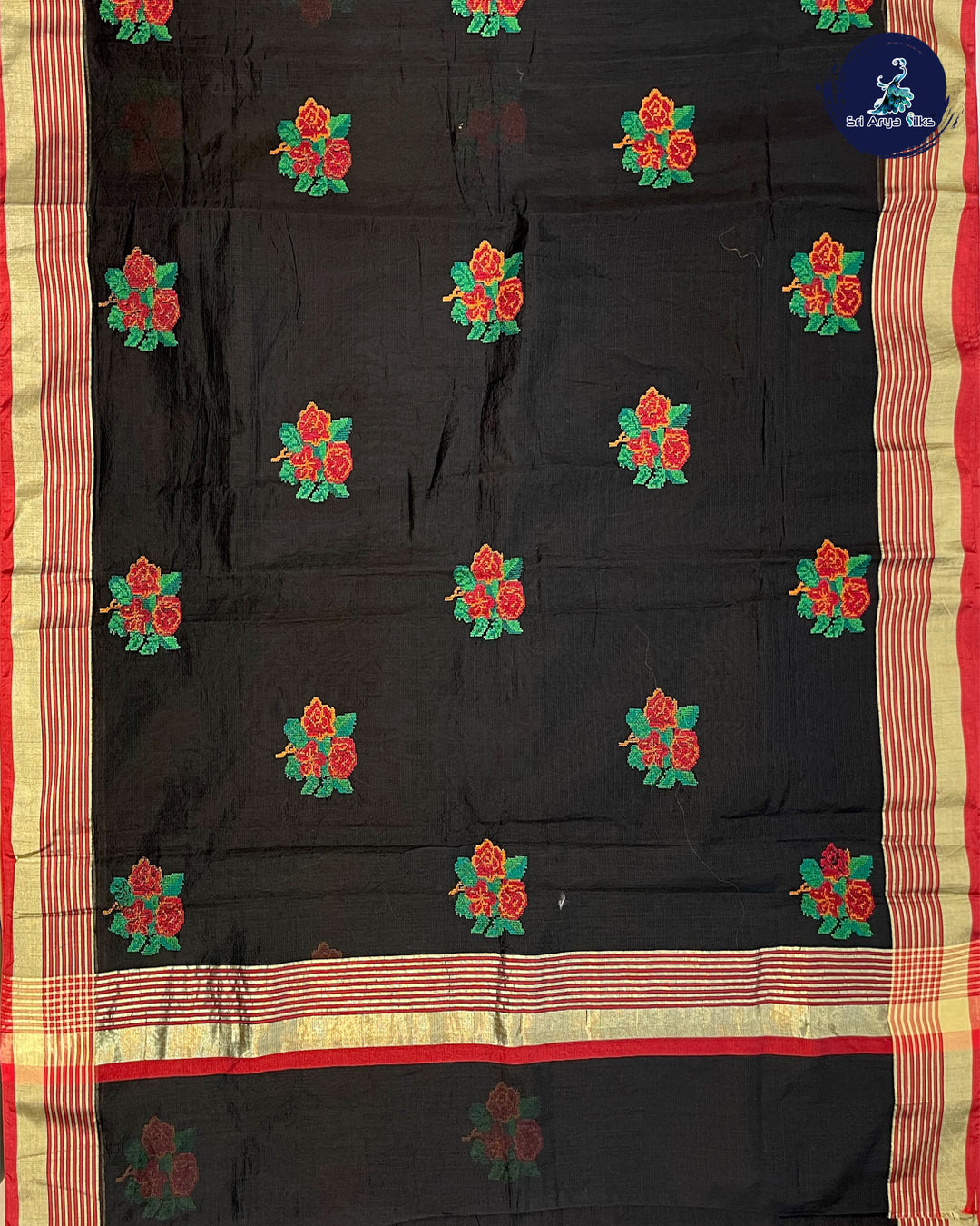 Black and Red Kota Chanderi Saree