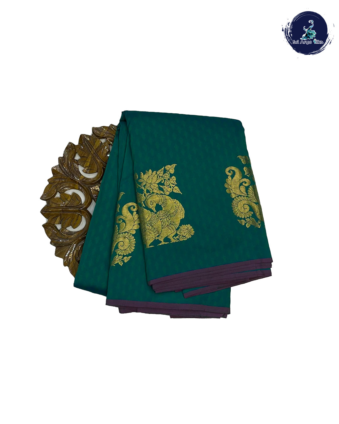Peacock Blue Kanchipuram Half Pure Silk Saree