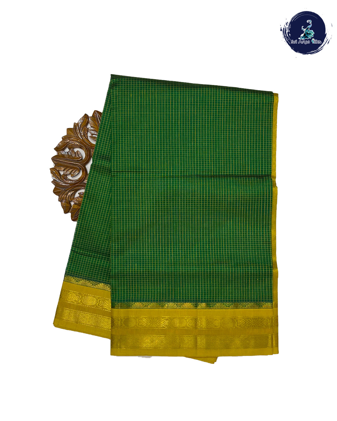 Leaf Green and Yellow Handloom Silk Cotton Saree