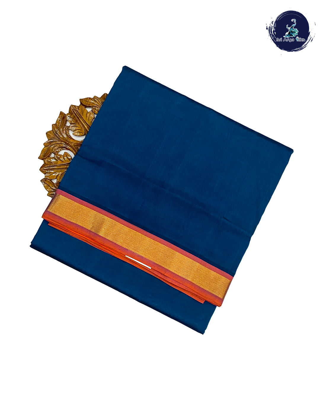 Metallic Blue and Brick Madisar Handwoven Pure Silk Cotton Saree (10 Yards)