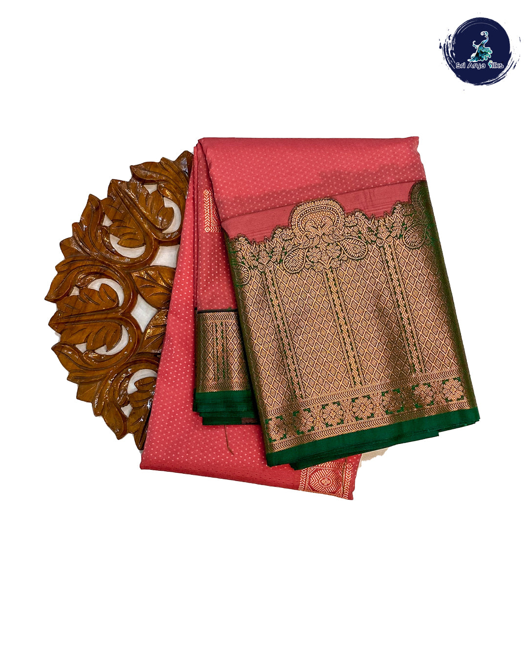 Semi Kanchipuram Silk Saree Pink and Green