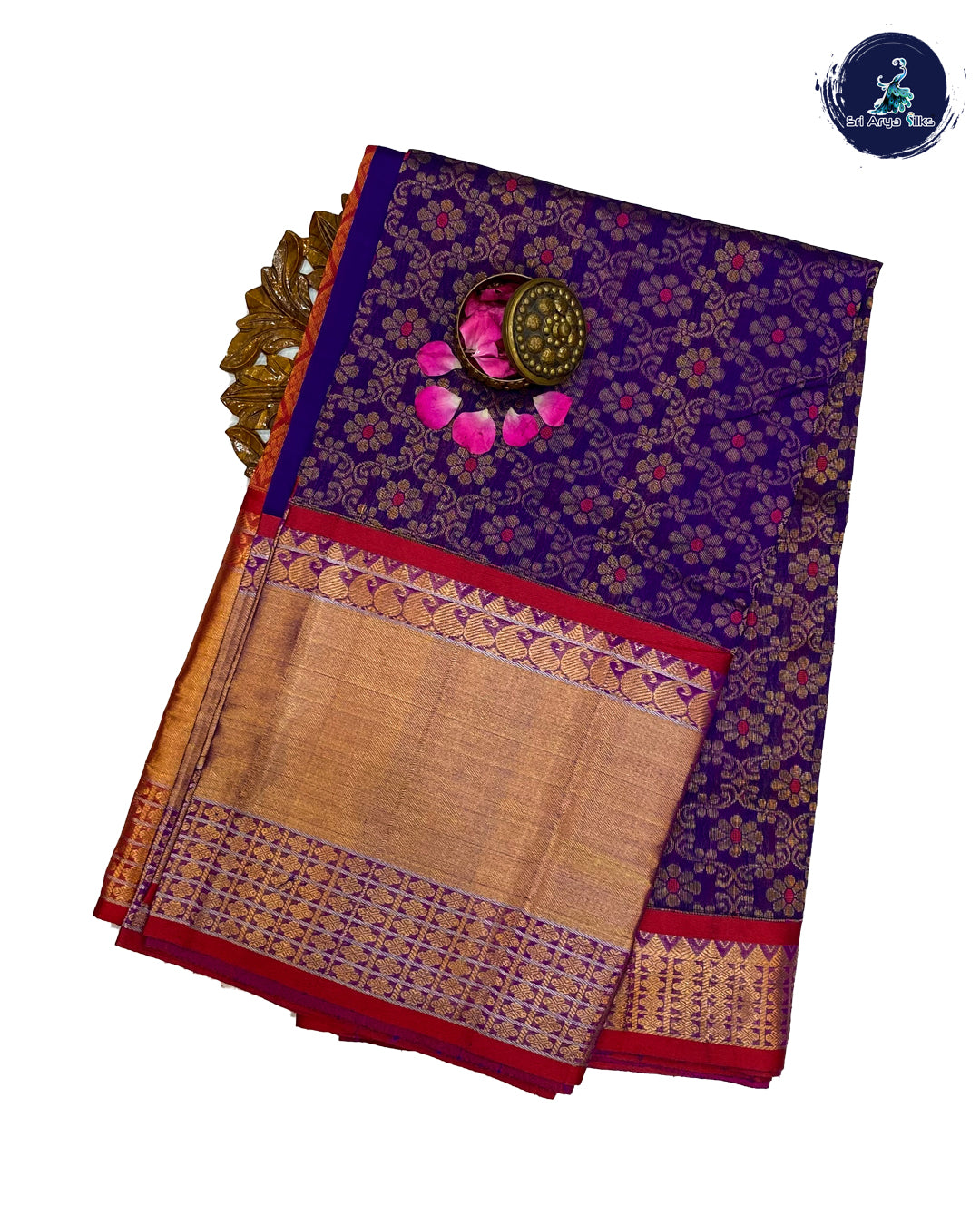 Navy Blue and Red Handloom silk cotton saree