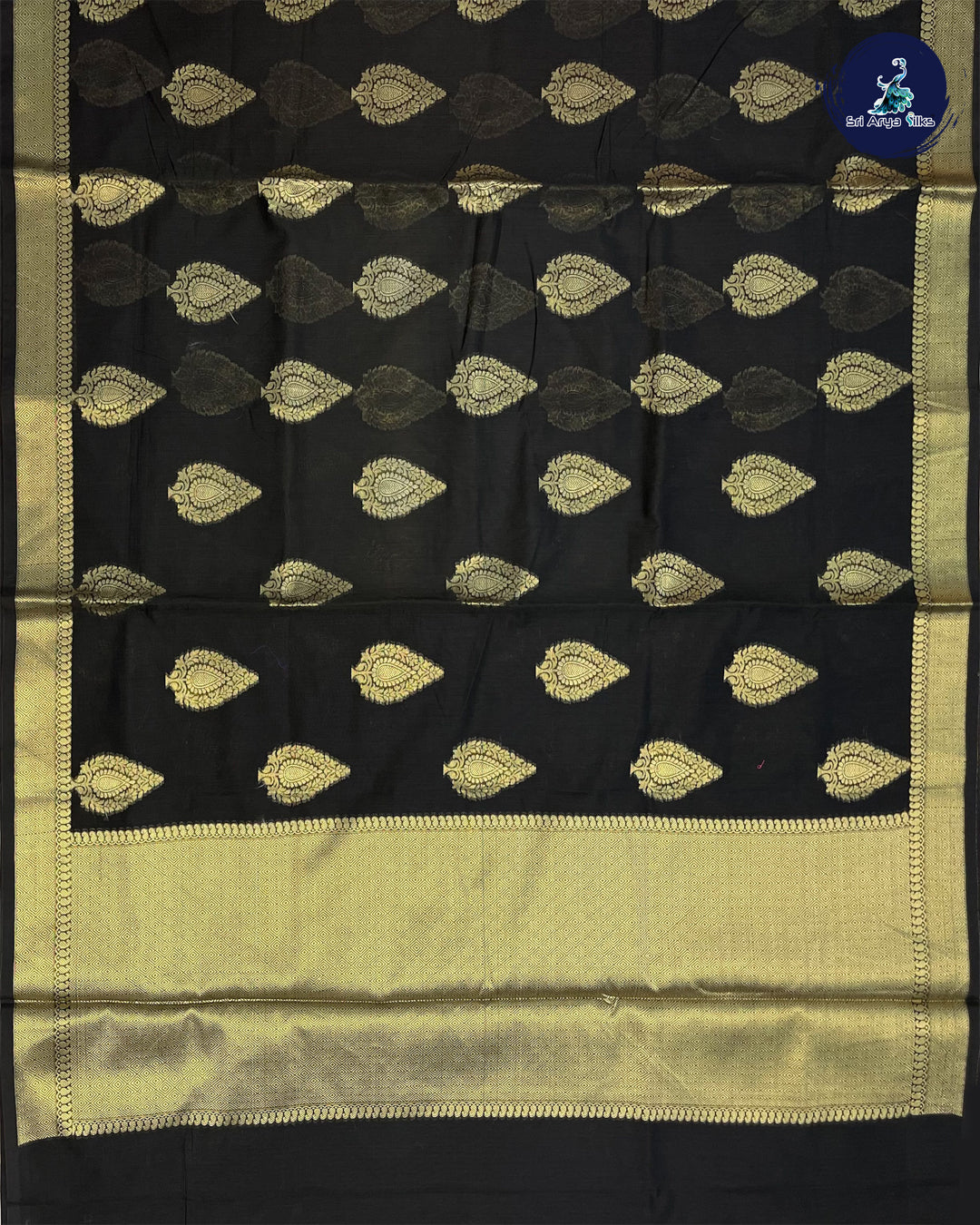 Black Single Tone Semi Silk Cotton Saree