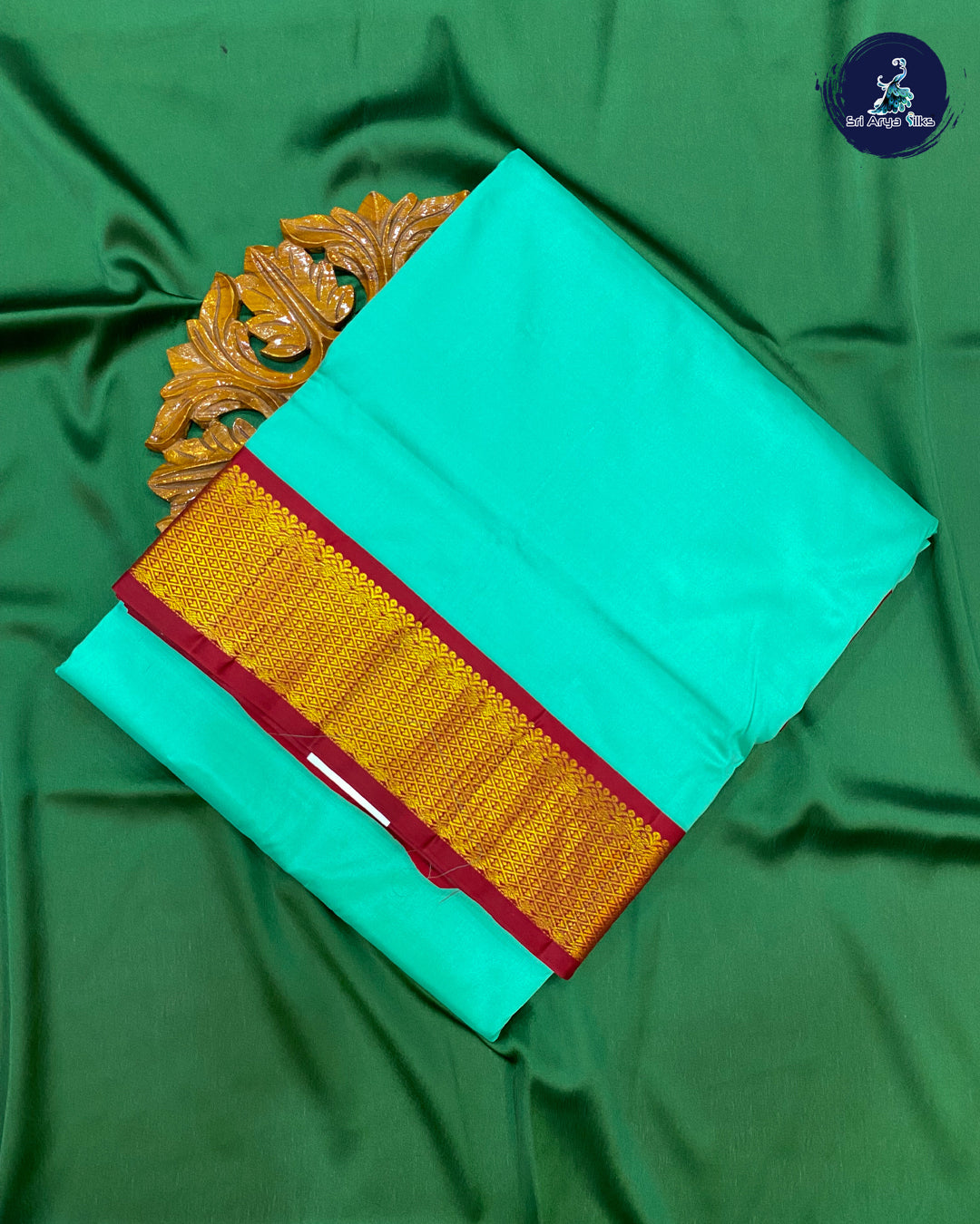Sea Blue and Maroon Kanjivaram Pure Silk Madisar(10 Yards) Saree