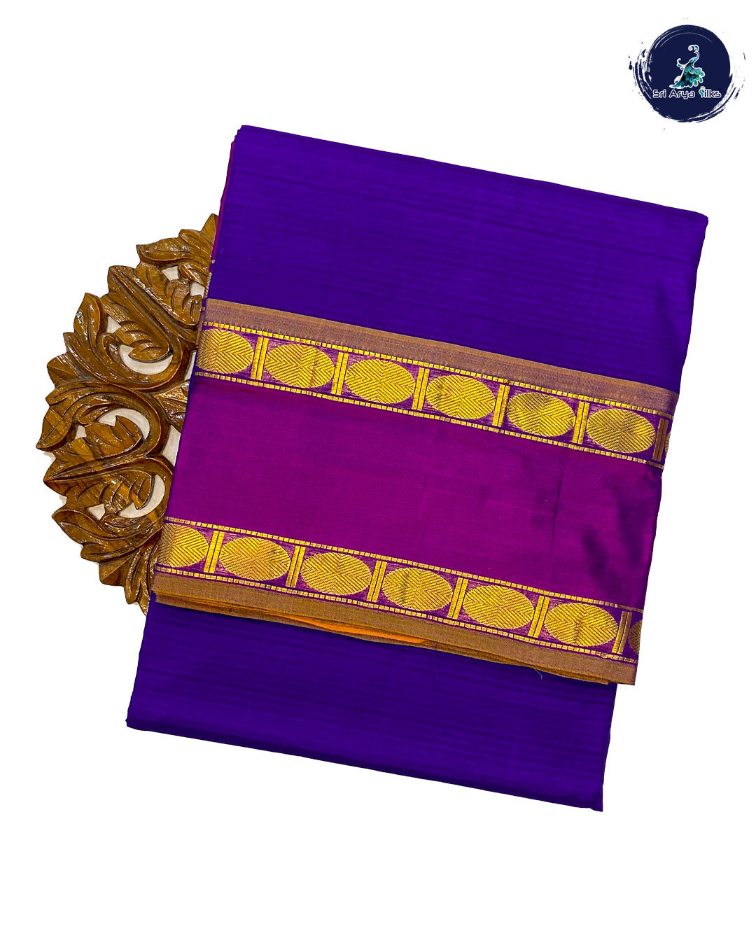 Blue and Purple Pure Kanjivaram 10yards Silk Madisar Saree