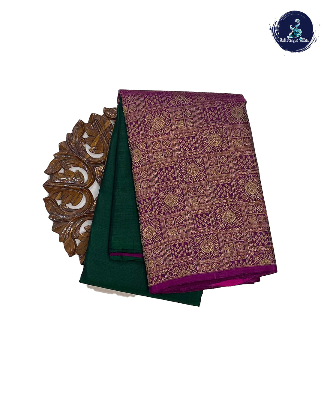 Bottle Green and Purple Half & Half Pure Kanchivaram Silk Saree