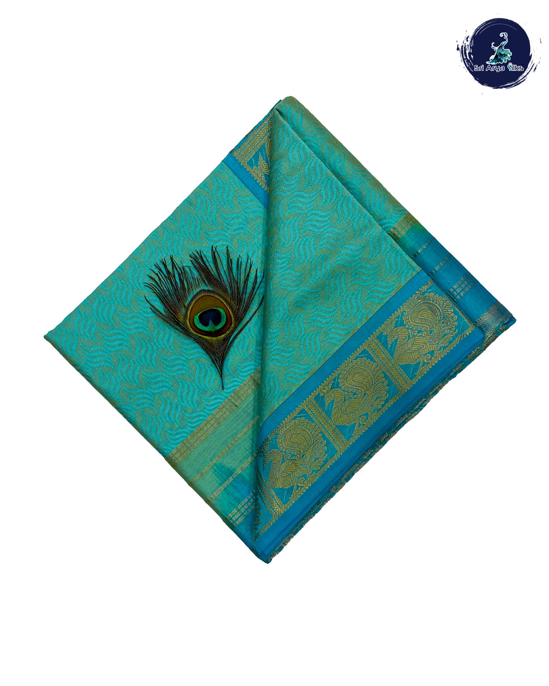 Ice Blue and Blue Semi Silk Cotton Saree