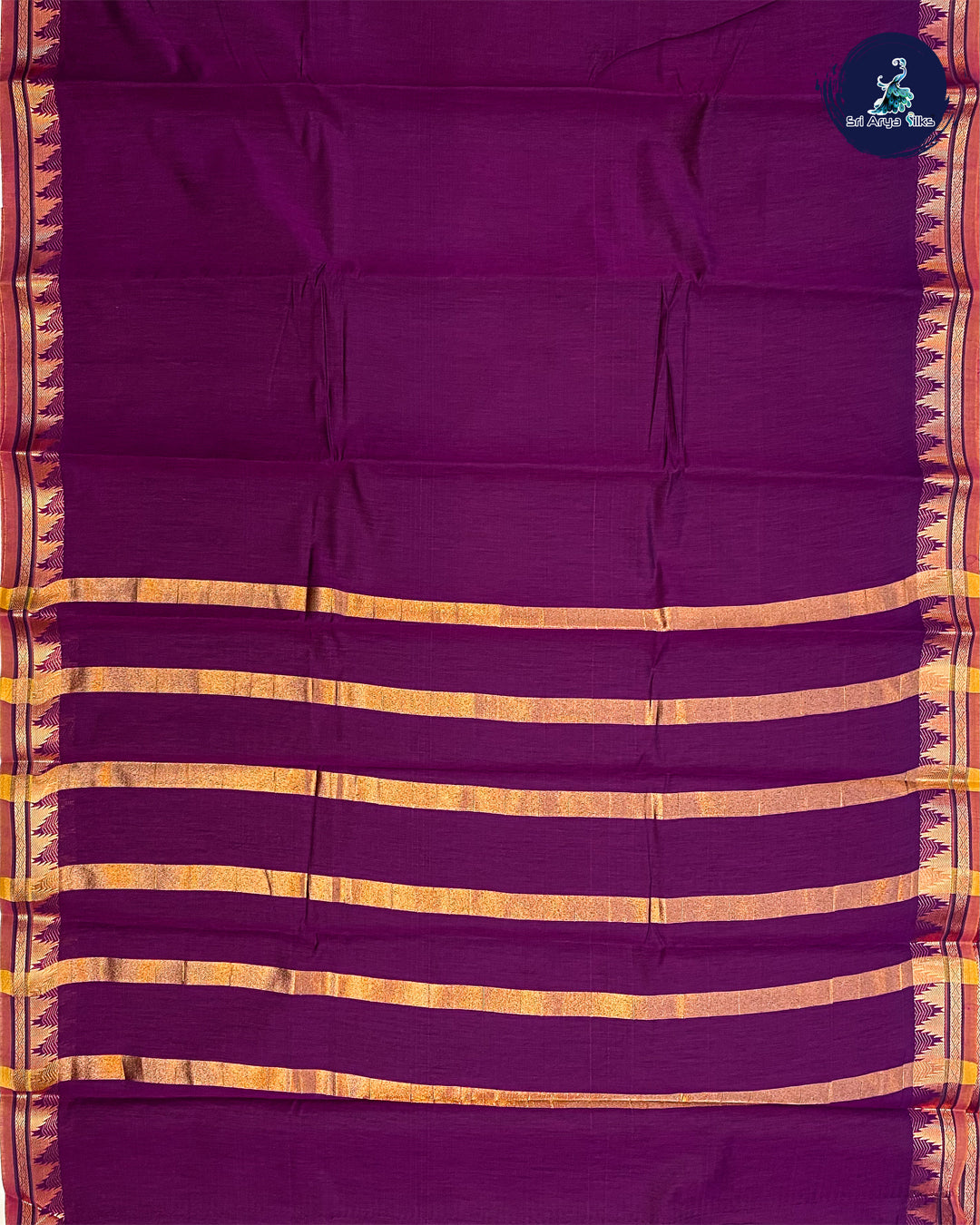 Wine Single Tone Semi Silk Cotton Saree