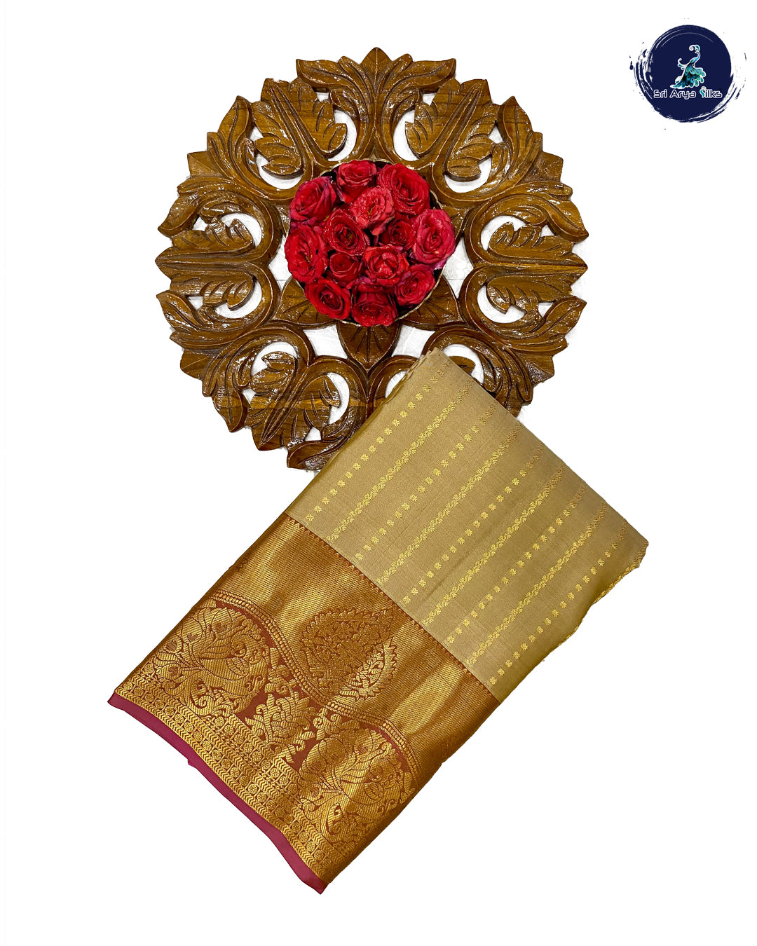 Beige Pink Traditional Silk Saree With Pink Blouse & Buttas Pattern