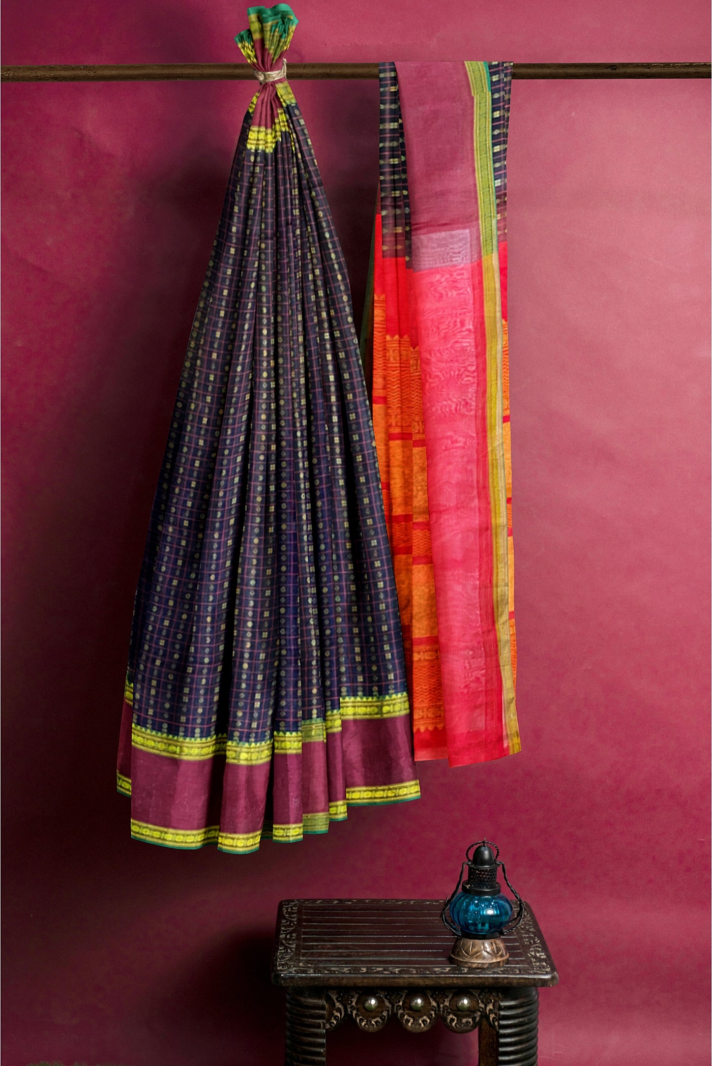 Black Silk Cotton Saree With Meenakari Work Pattern