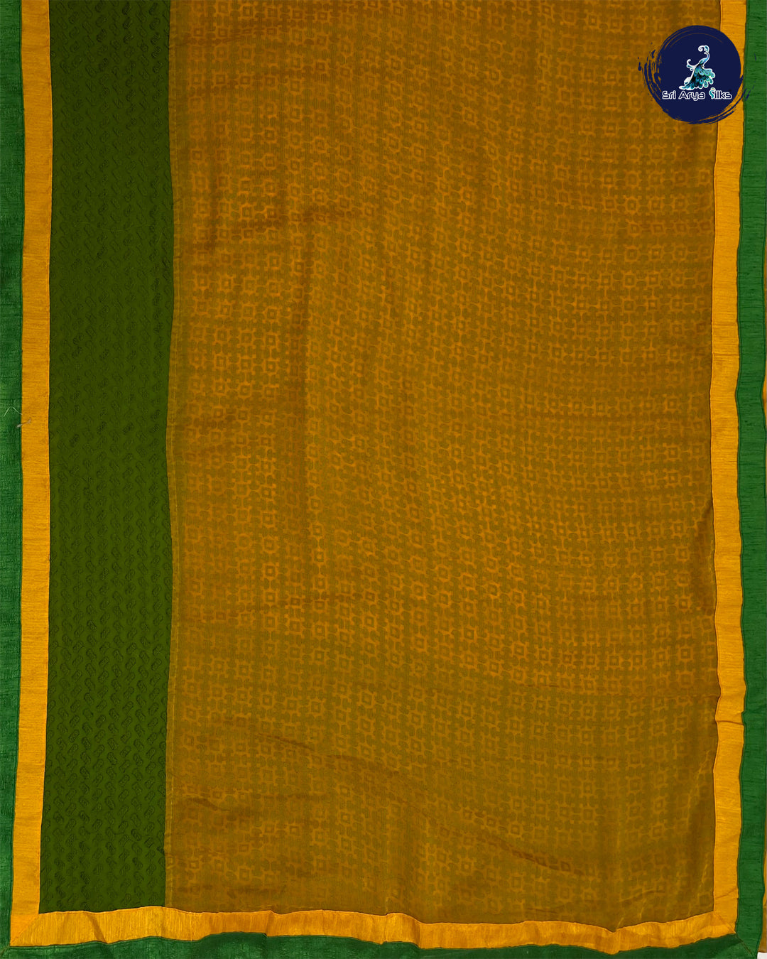 Yellow and Green Chiffon Silk Saree