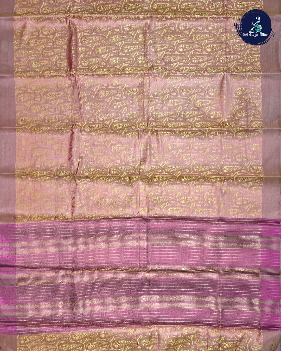 Light Yellow and Pink Semi Tussar Saree