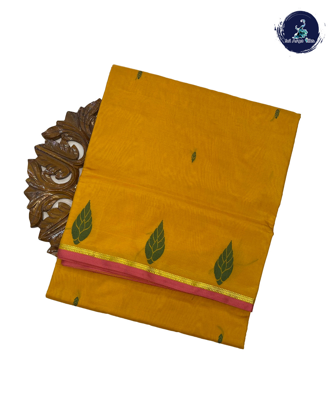 Mustardy Yellow and Orange Dual Shade 10 Yards Half Pure Kanchipuram Silk Sare