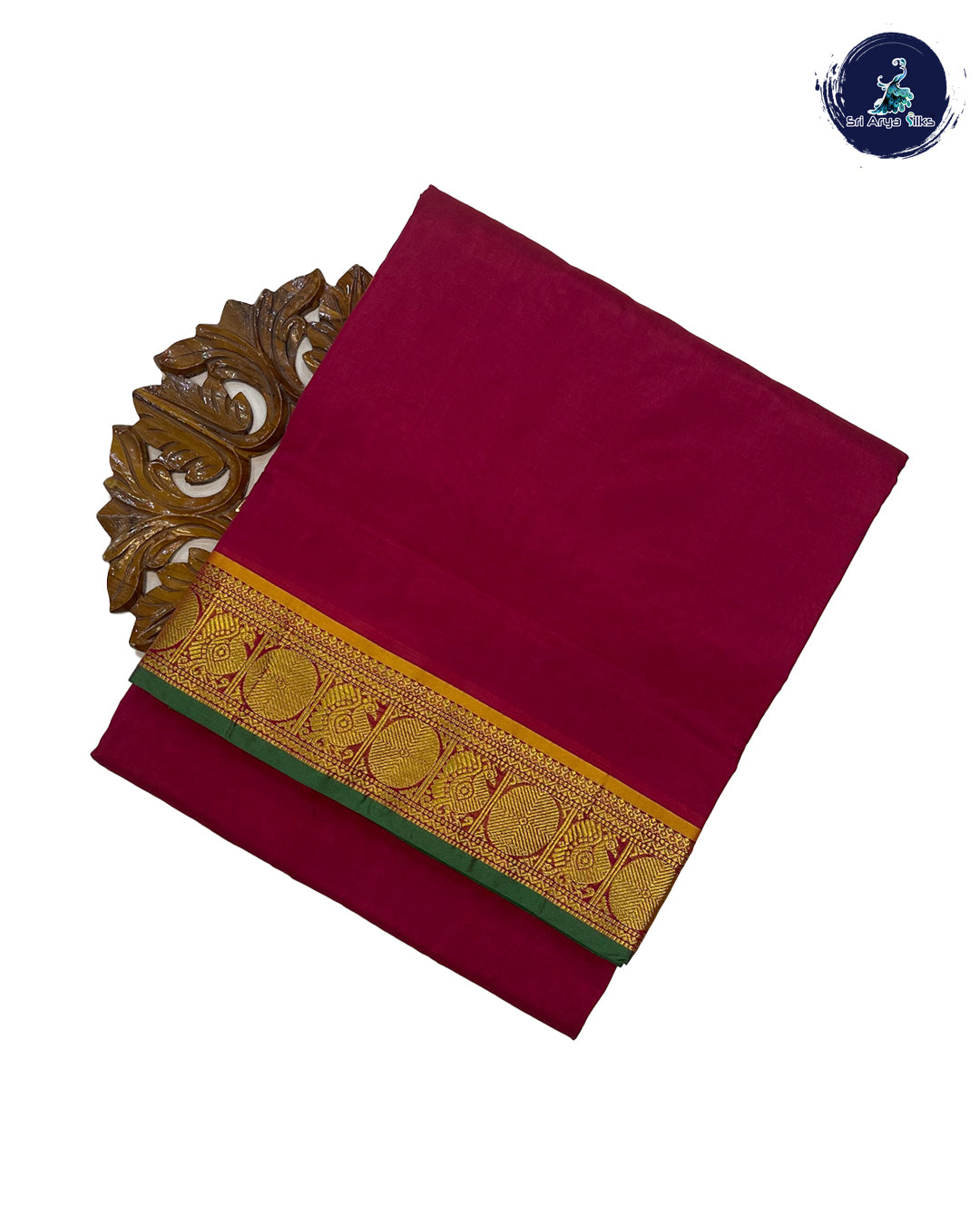 Maroon and Green Shade 10 Yards Half Pure Kanchipuram Silk Saree