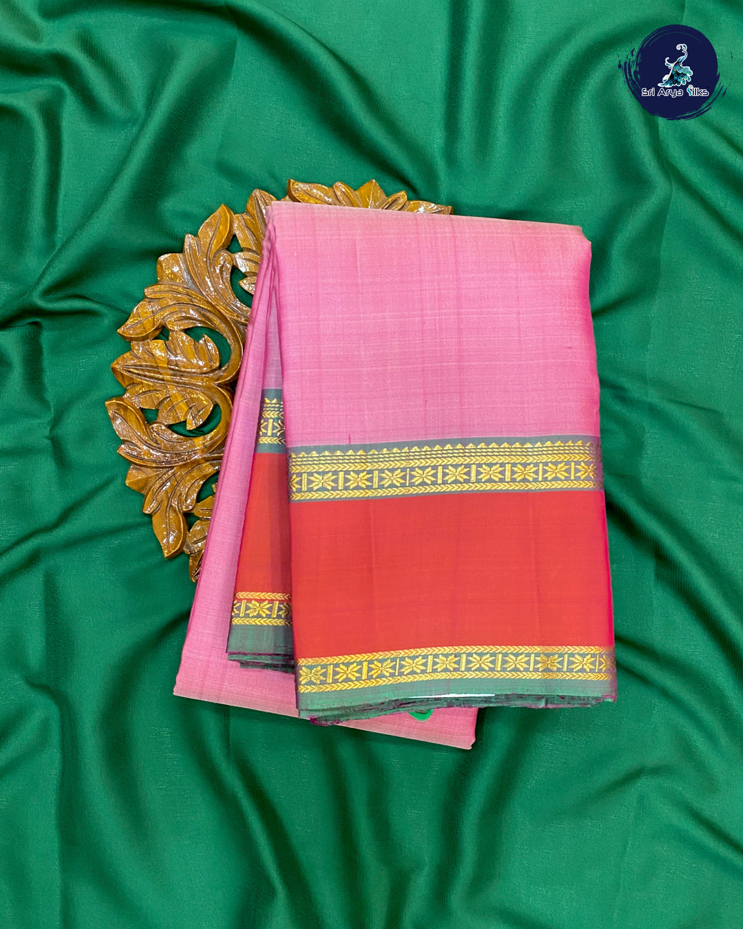 Pink Traditional Silk Saree With Light Green Blouse & Buttas Pattern