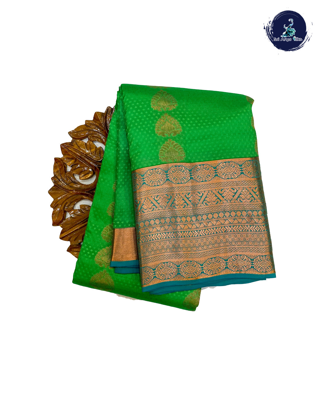 Green and Blue Kanchipuram Half Pure Silk Saree