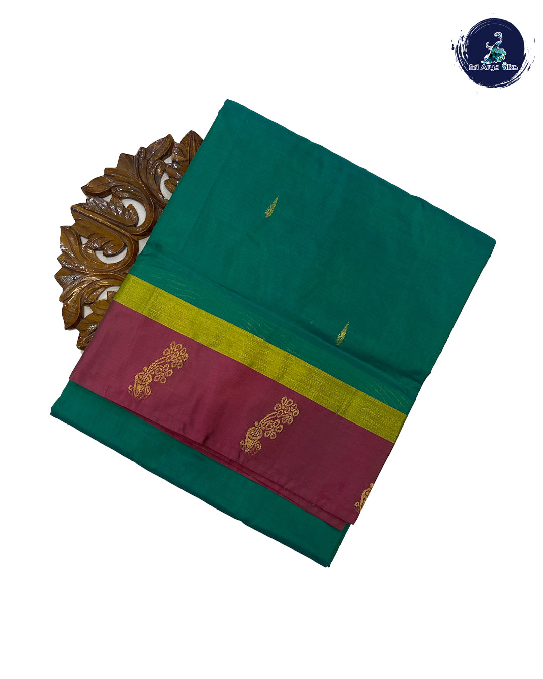 Light Green and pink Dual Shade 10 Yards Half Pure Kanchipuram Silk Saree