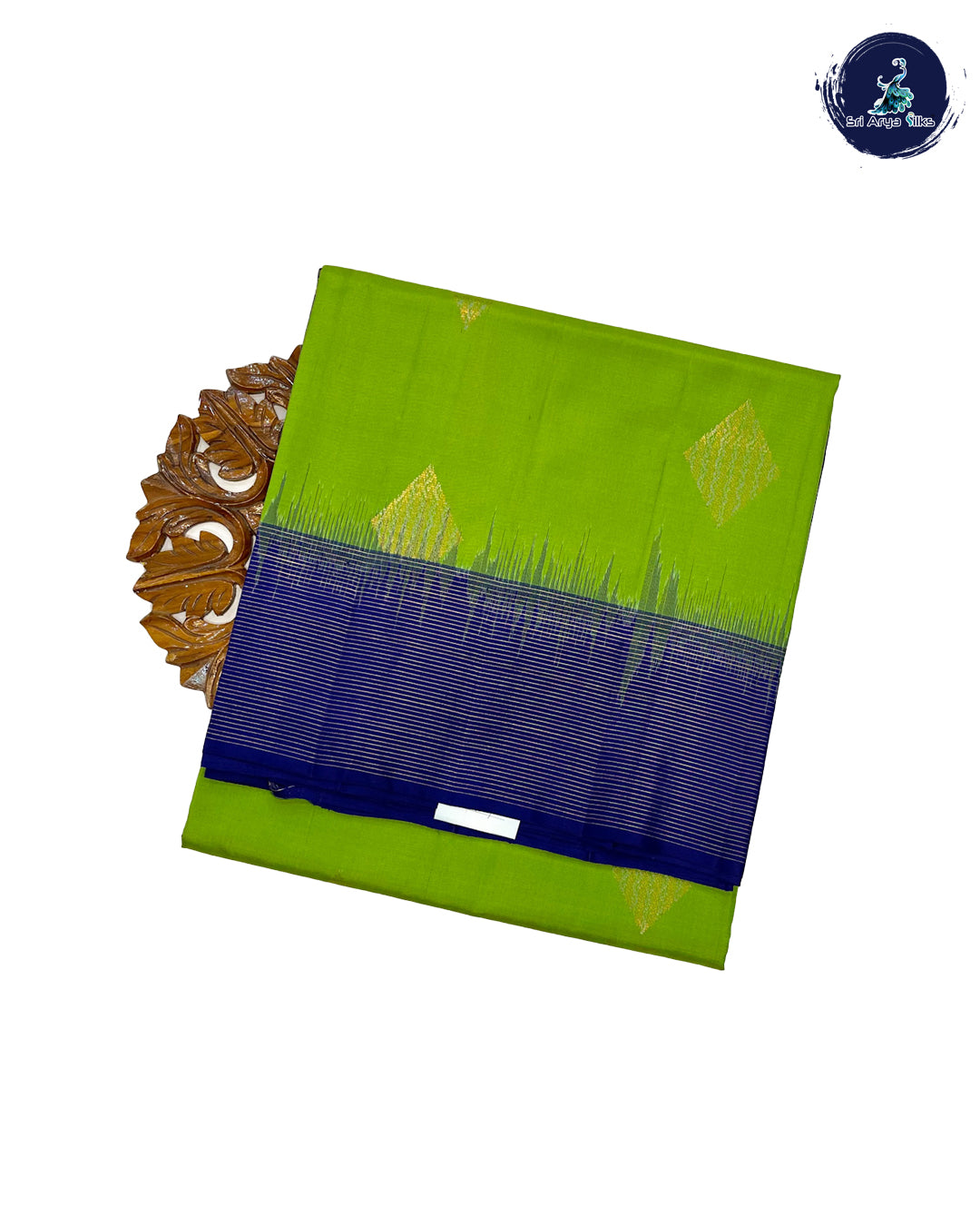 Parrot Green and Blue Handloom Pure Soft Silk Saree
