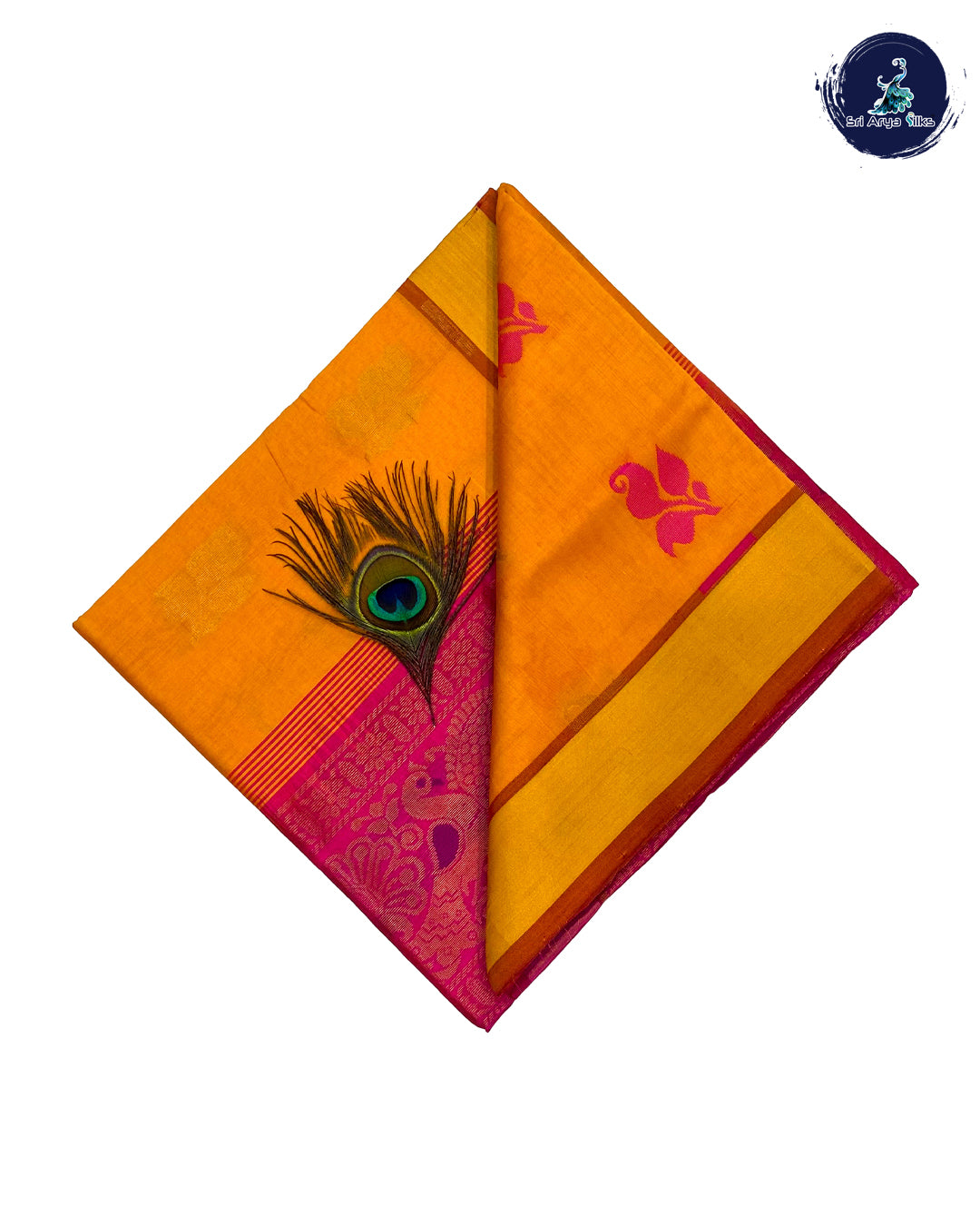 Yellow & Pink Semi Silk Cotton Saree