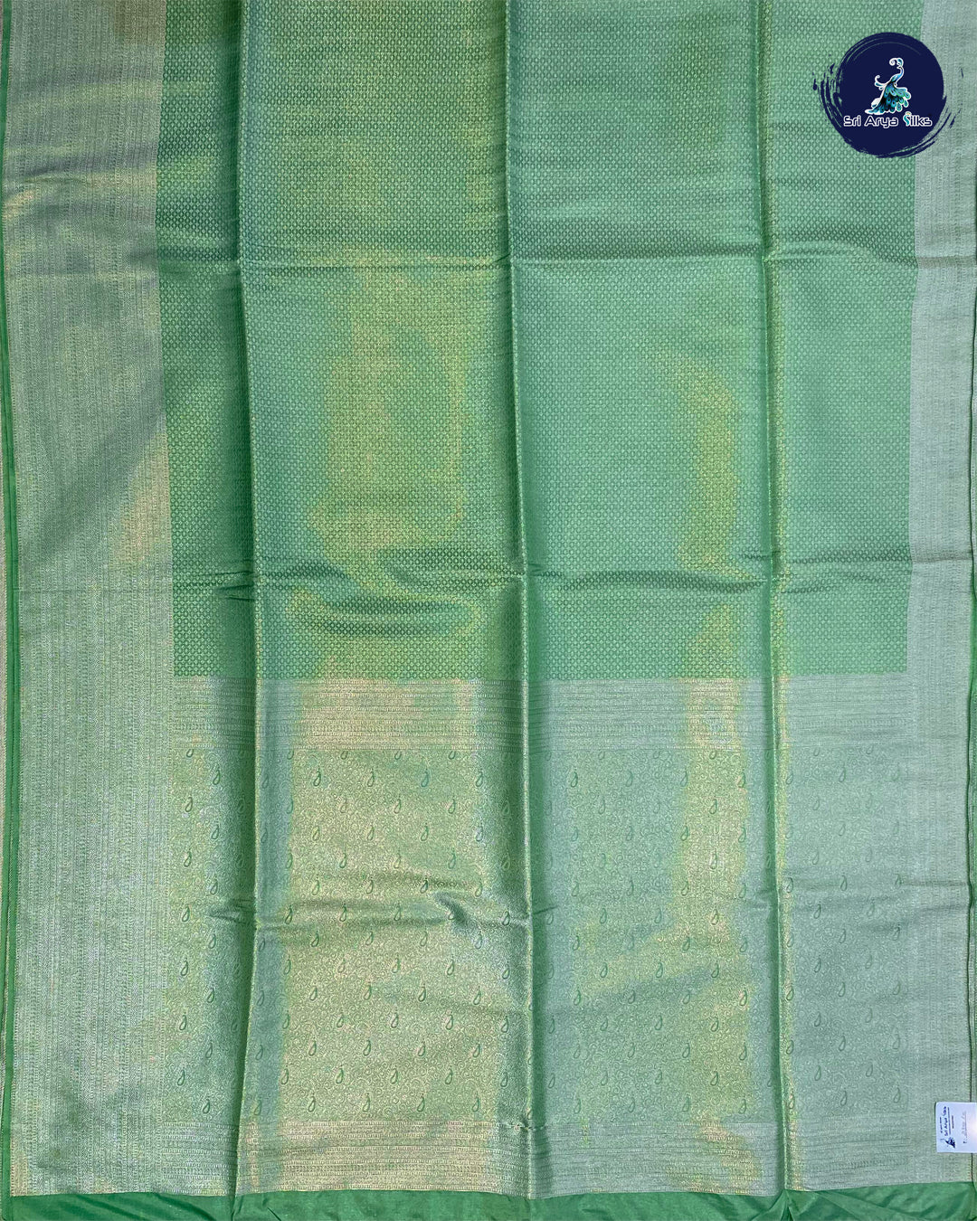 Pista Green Single Tone Semi Banarasi Saree