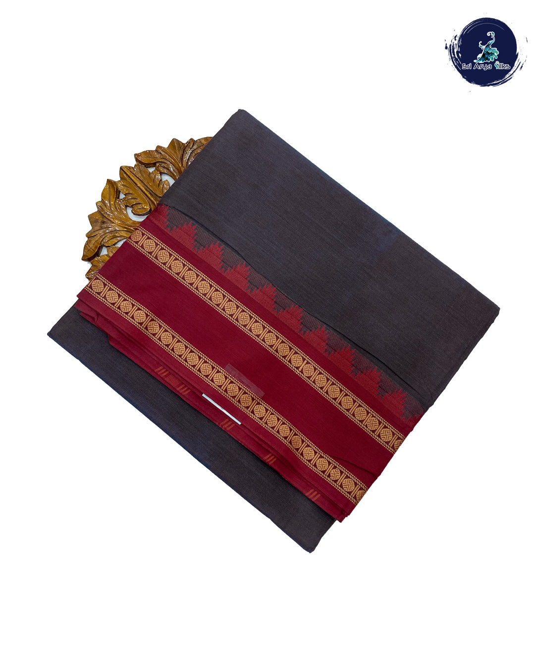 Blue and Red Madisar Cotton Saree (10 Yards) Without Blouse