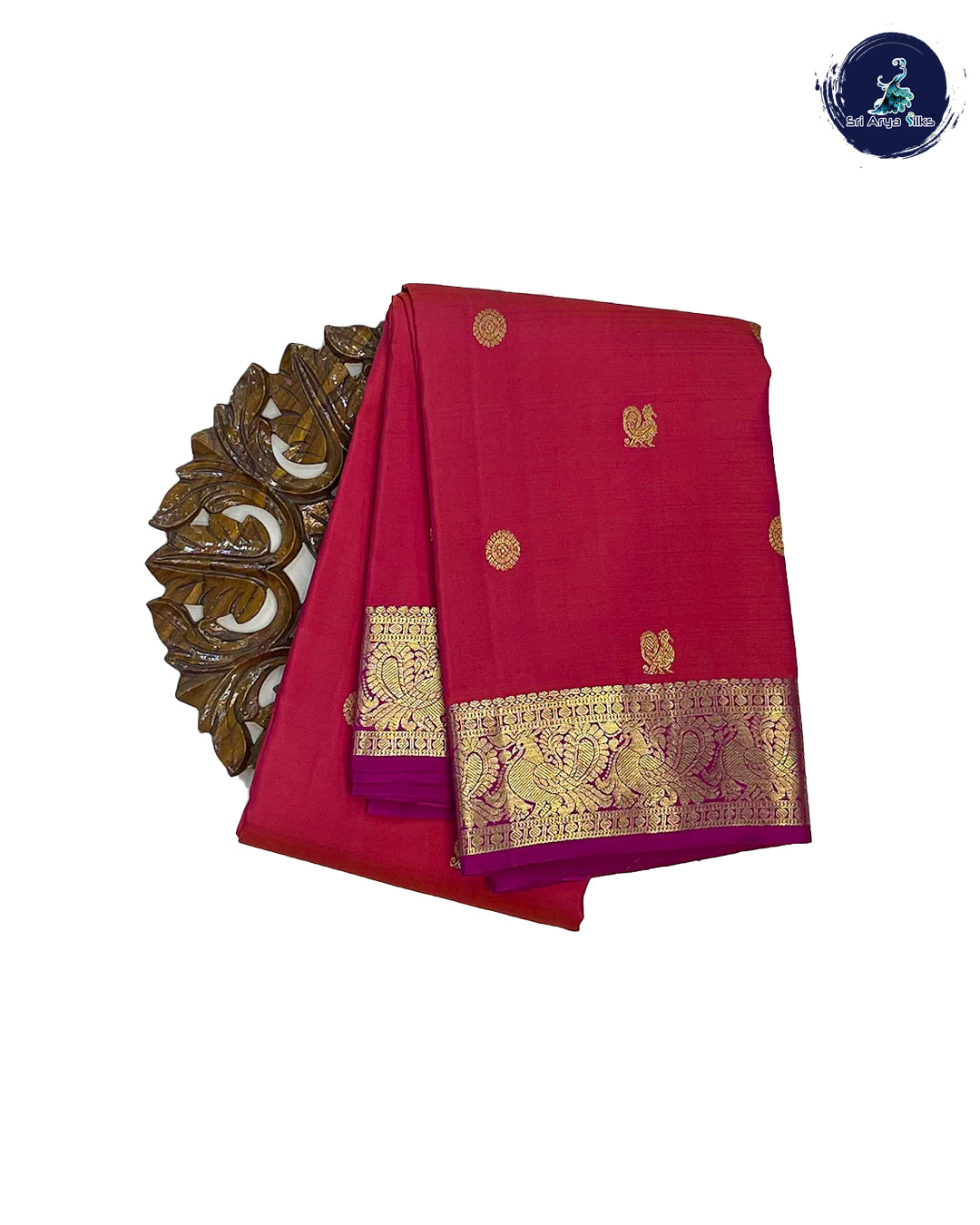 Dual Shade Orange and Pink Pure Kanchipuram Silk Saree