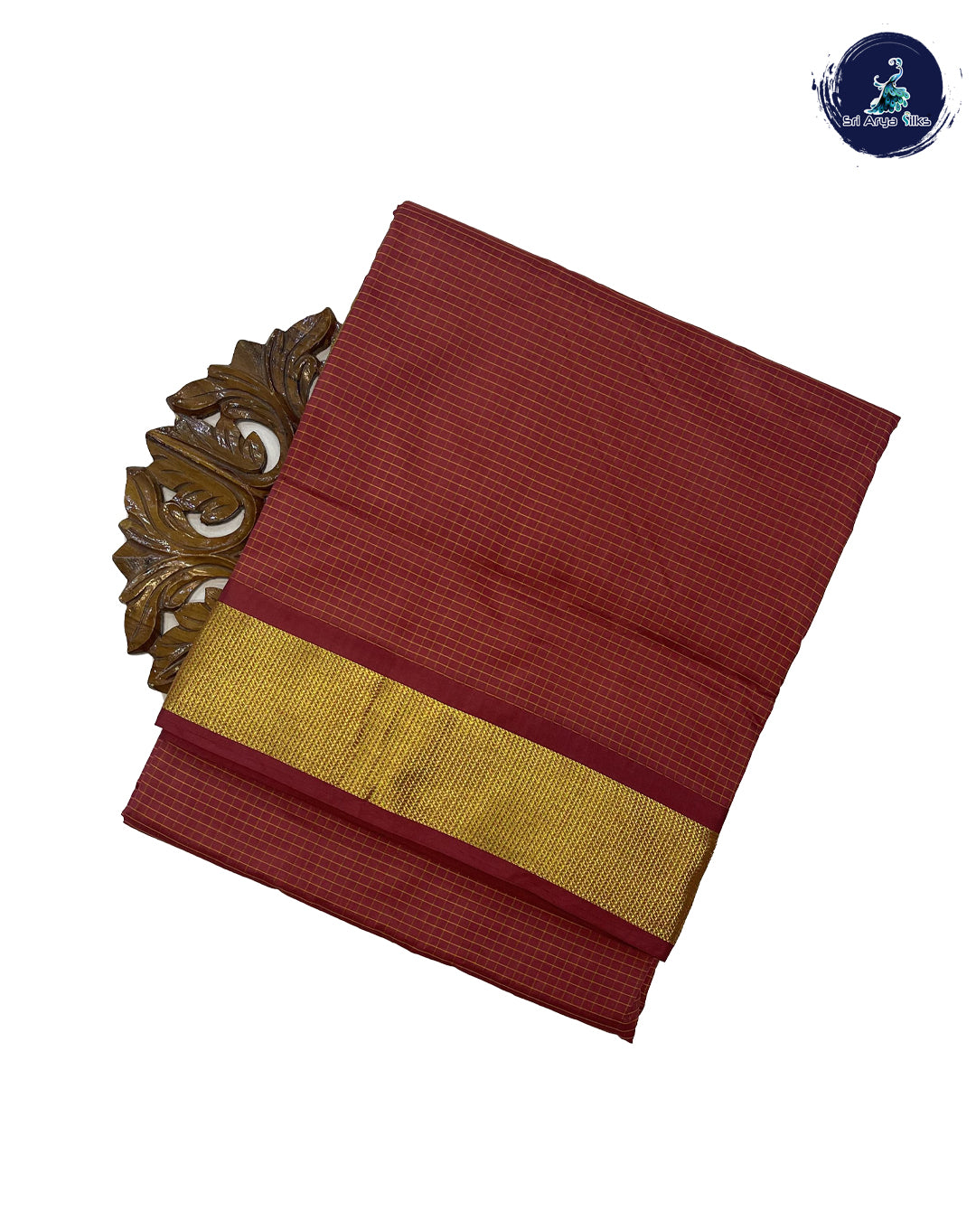 Dark Peach Dual Shade 10 Yards Half Pure Kanchipuram Silk Saree