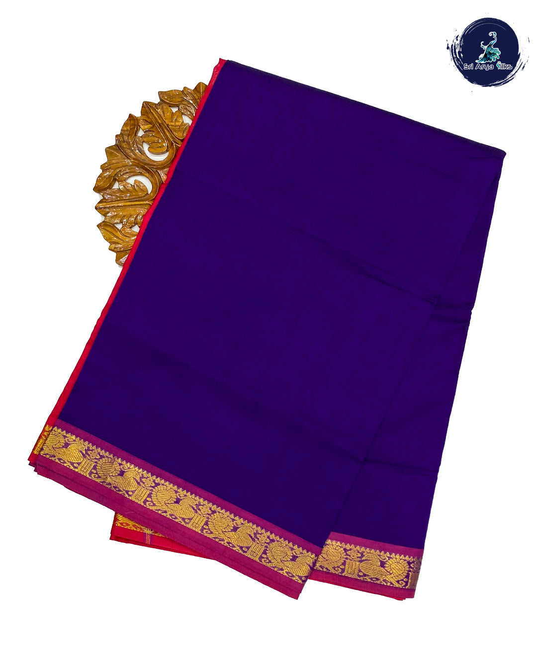 Navy Blue and Maroon Handloom Silk Cotton Saree