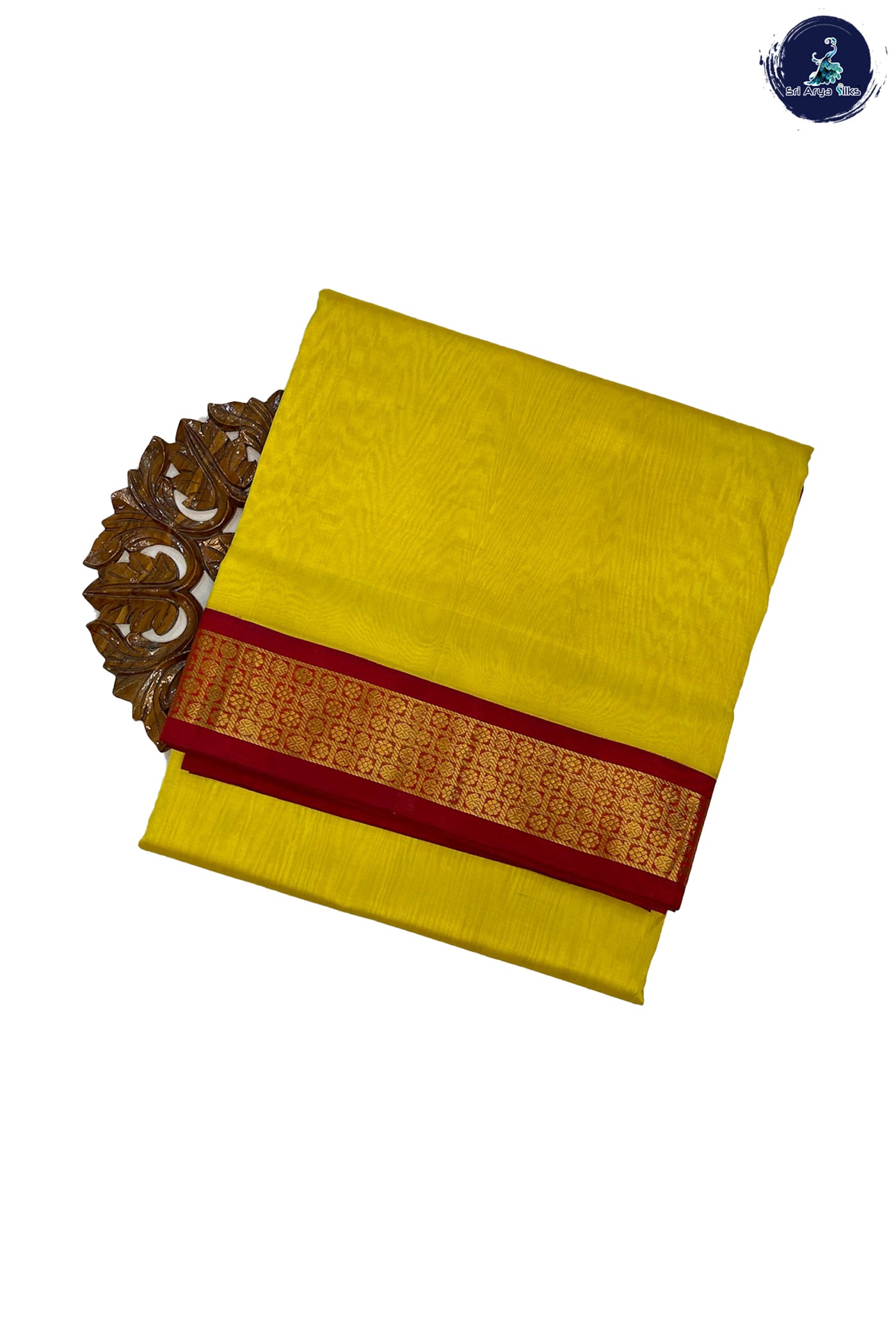 Lemon Yellow Korvai Silk Cotton Saree With Plain Pattern