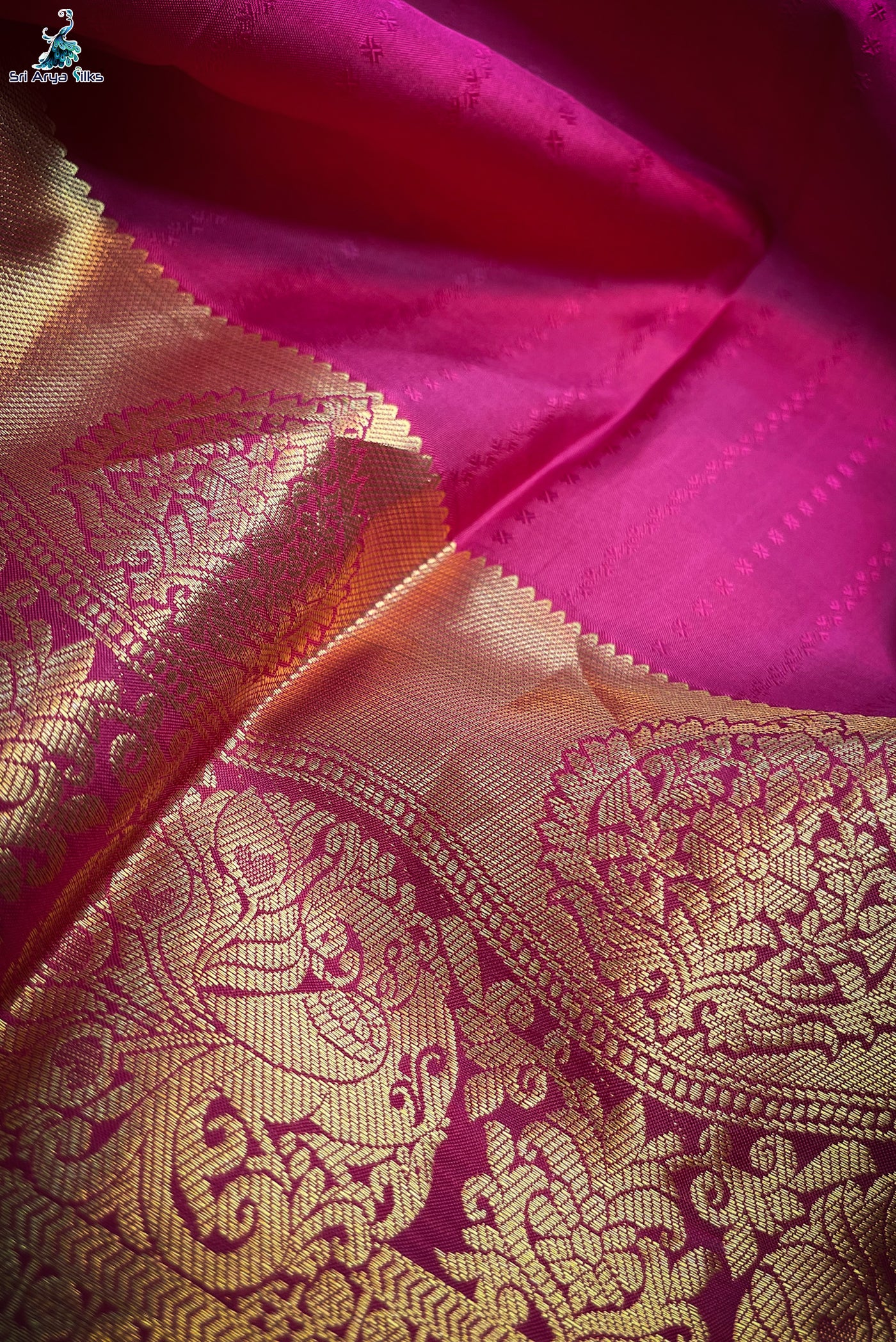 Beige Pink Traditional Silk Saree With Pink Blouse & Buttas Pattern