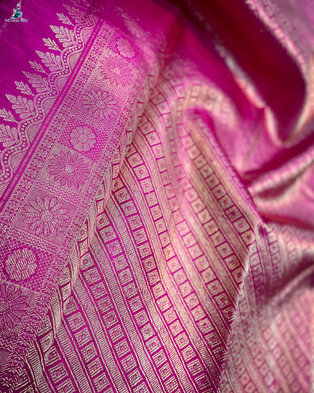 Purple and Pink Half and Half Pure Kanchipuram Silk Saree