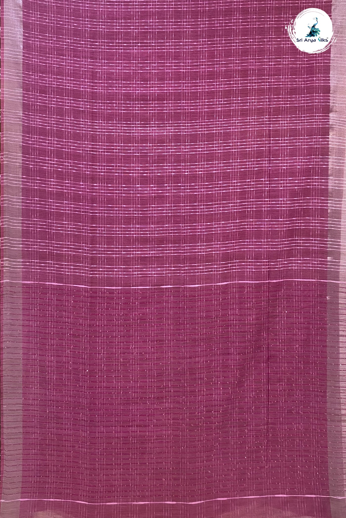 Pink Linen Saree With Checked Pattern