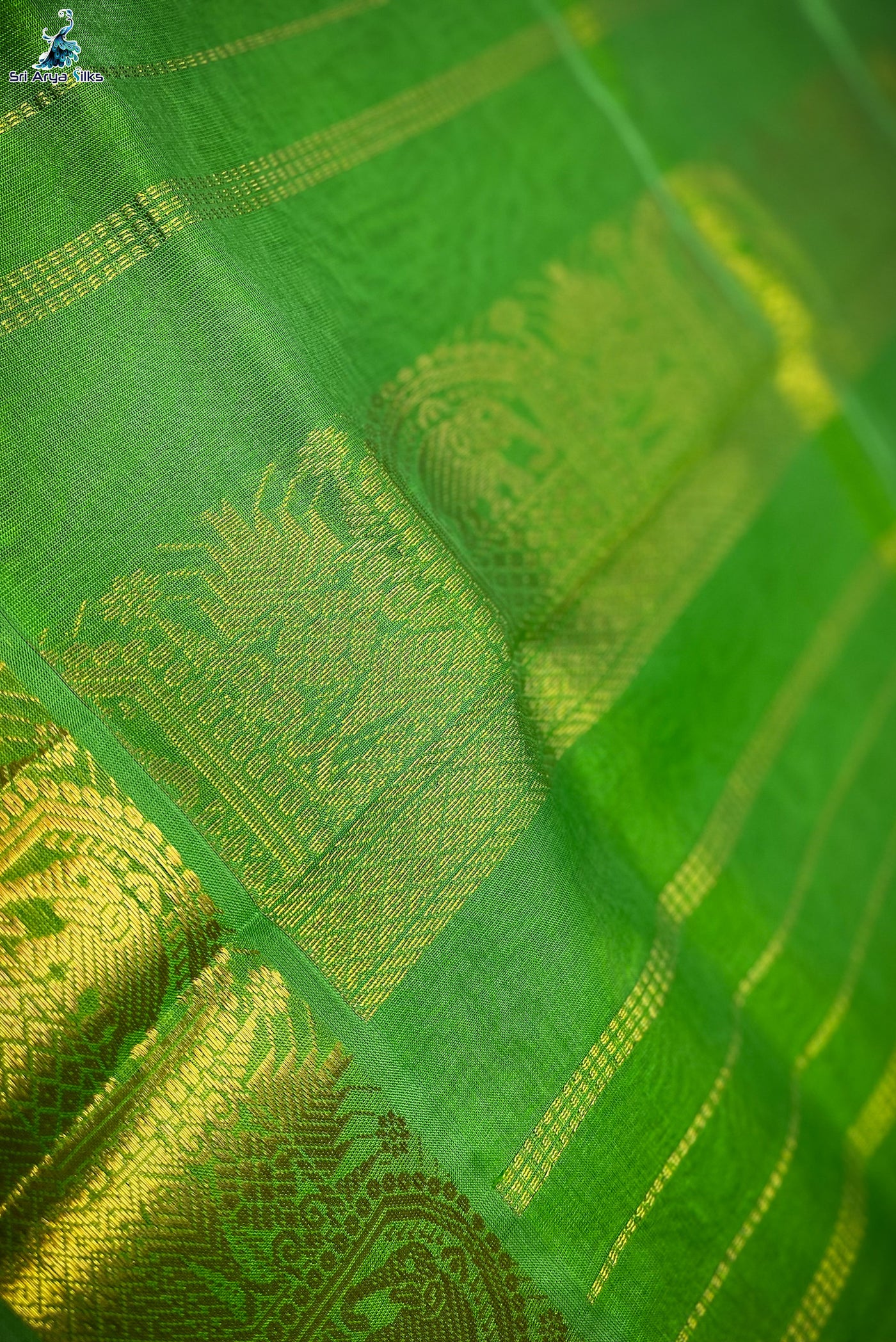 Brinjal and Green Silk cotton Saree