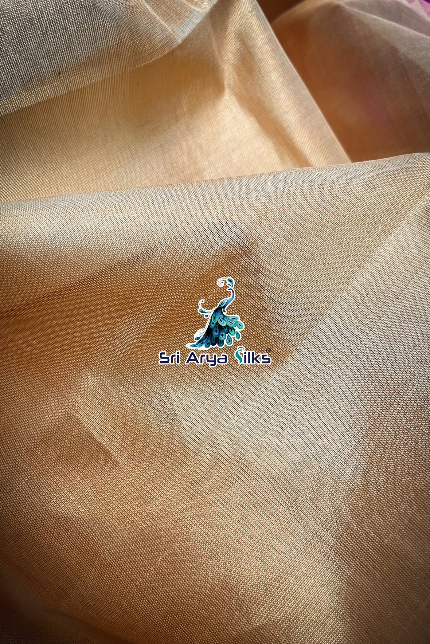 Beige Korvai Silk Cotton Saree With Plain Pattern