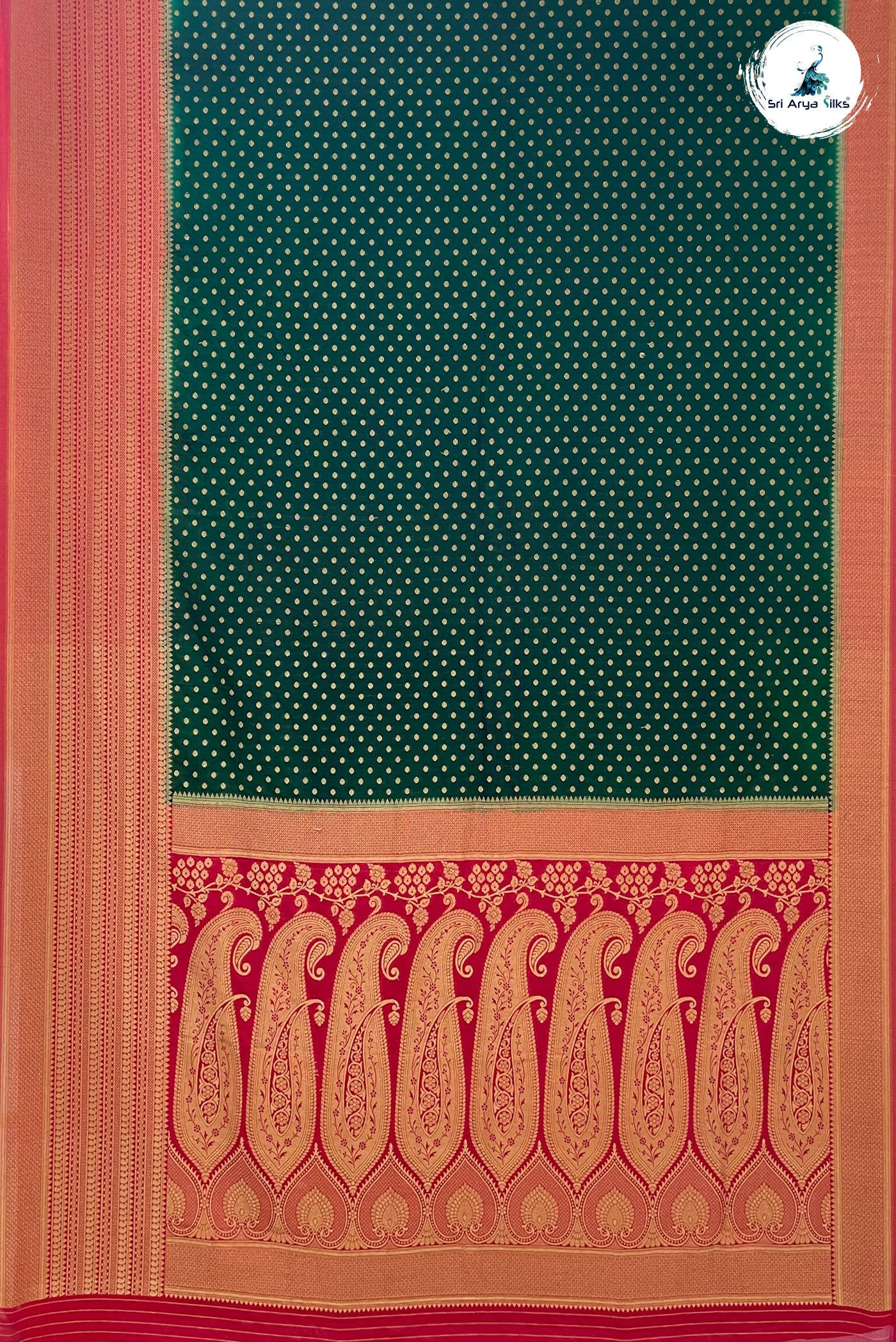 Dark Pink Semi Banarasi Saree With Zari Buttas Pattern