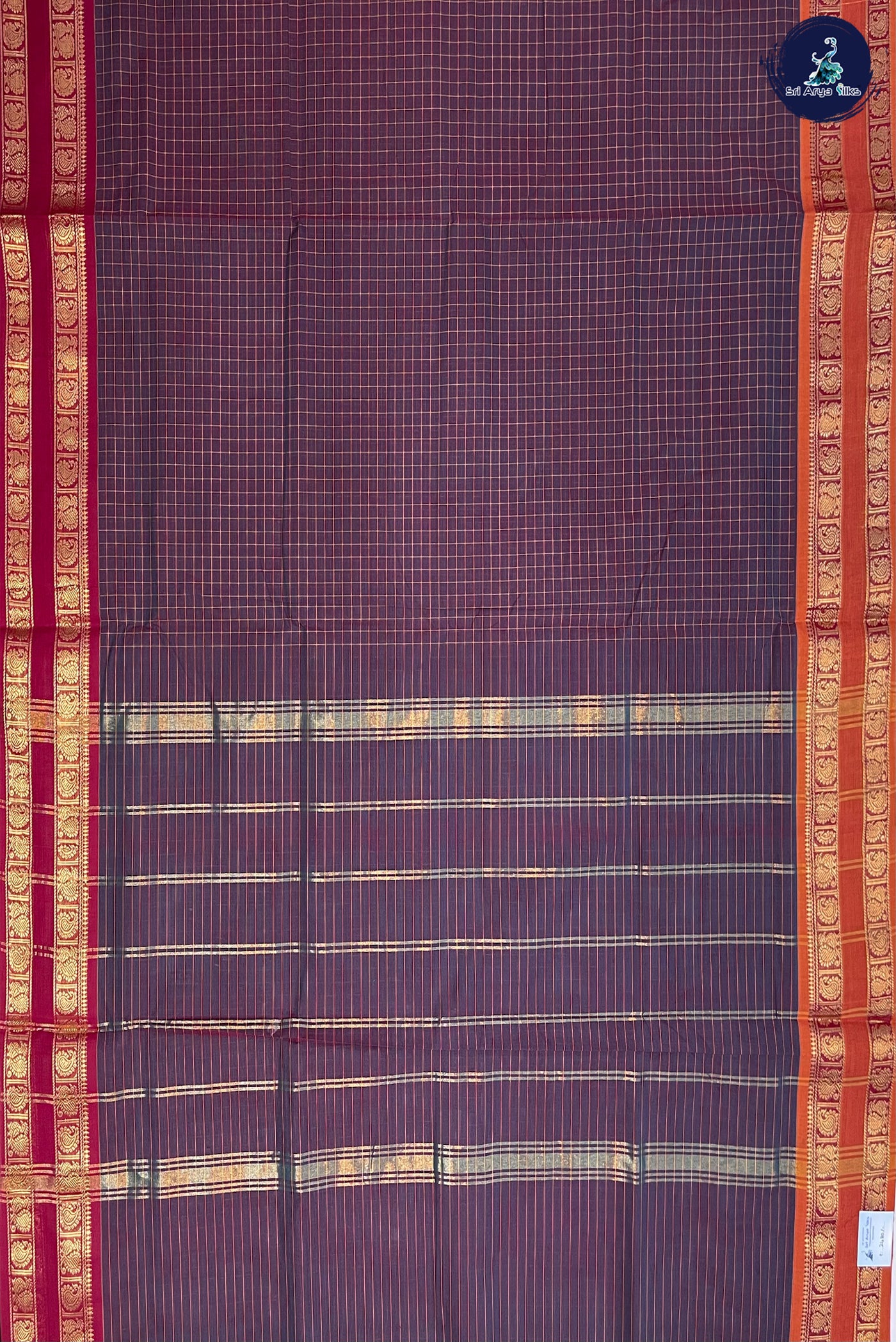 Purple and Maroon 10 Yards Madisar Cotton Saree