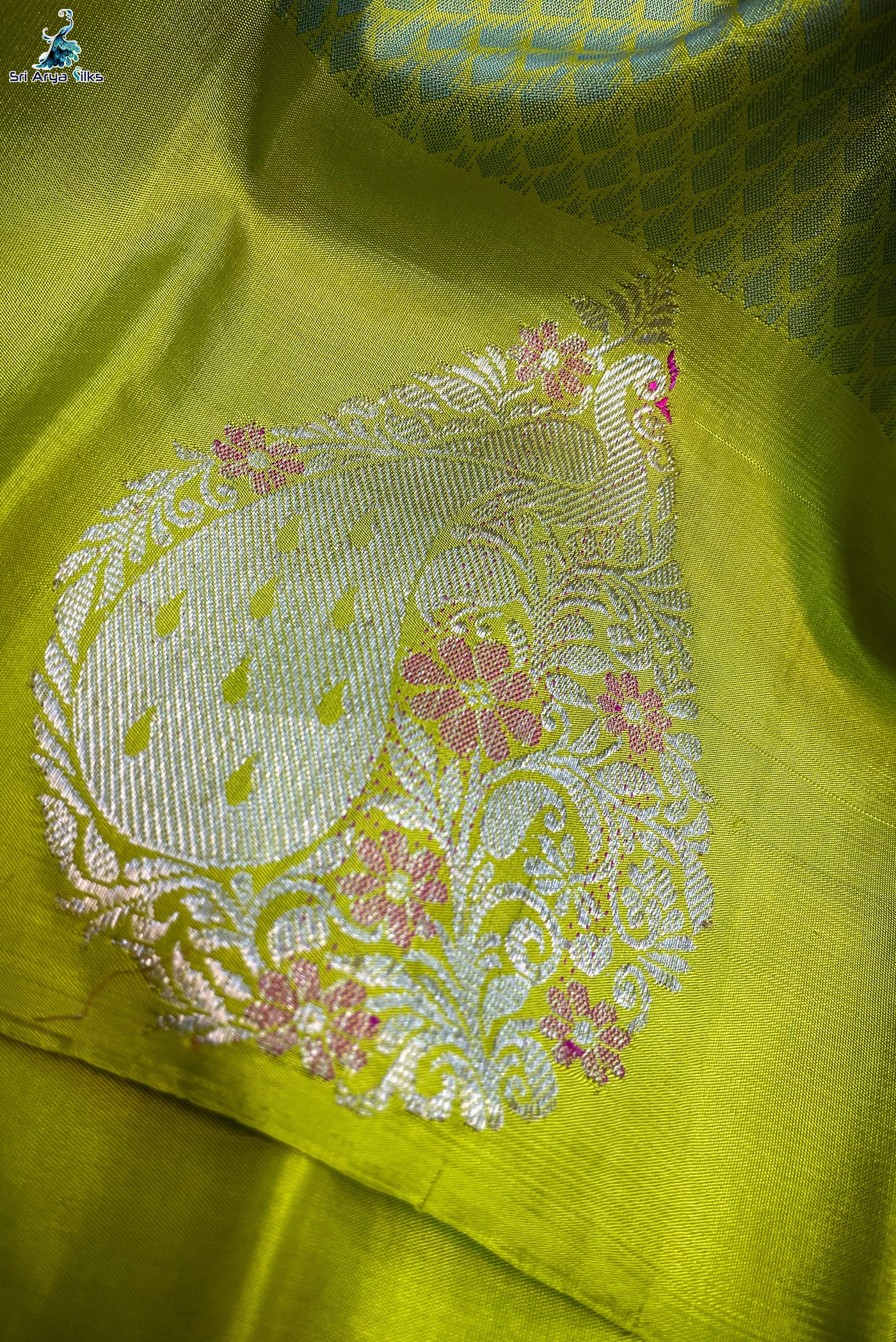 Lime Green Brocade Pure Kanchivaram Silk Saree