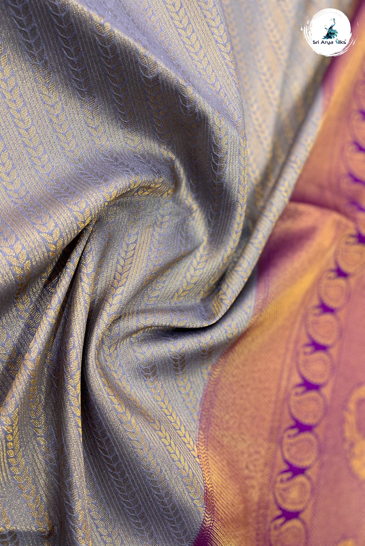 Grey Semi Banarasi Saree With Jacquard Pattern