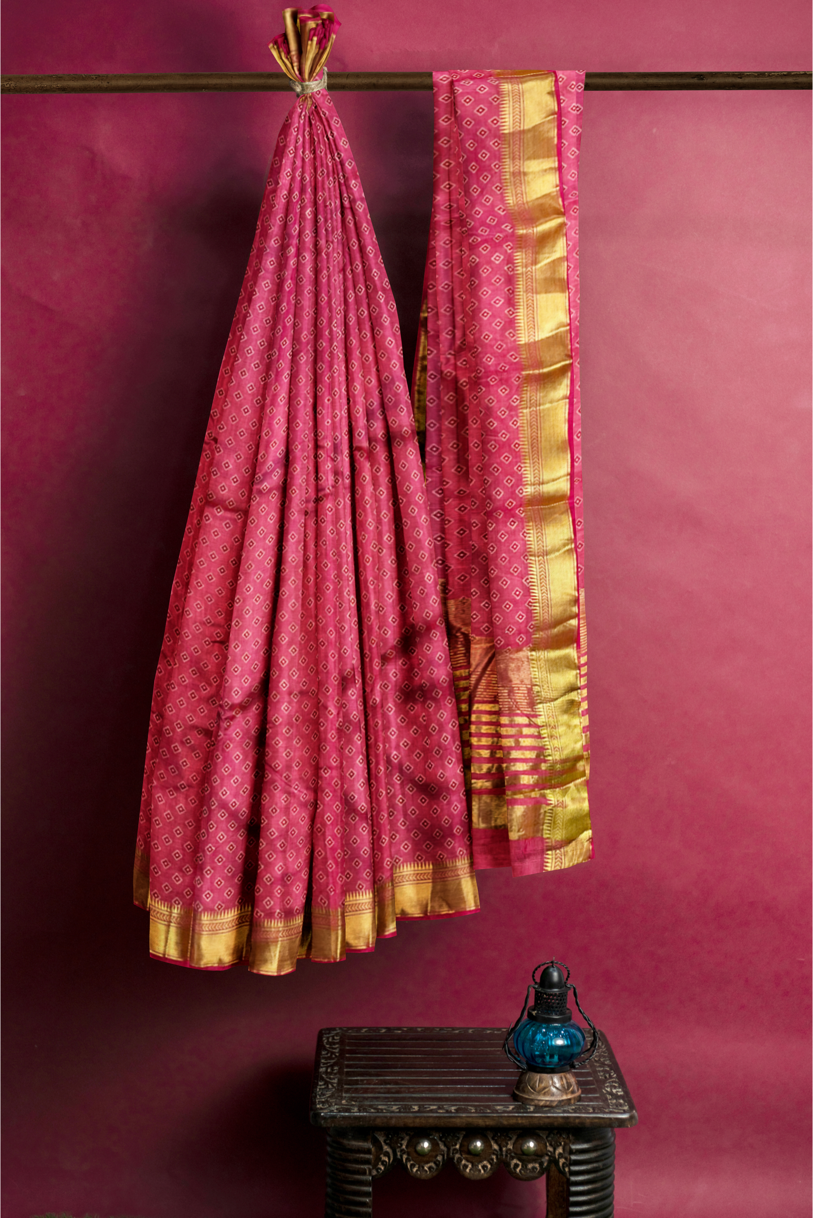 Pink Office Wear Saree With Printed Pattern
