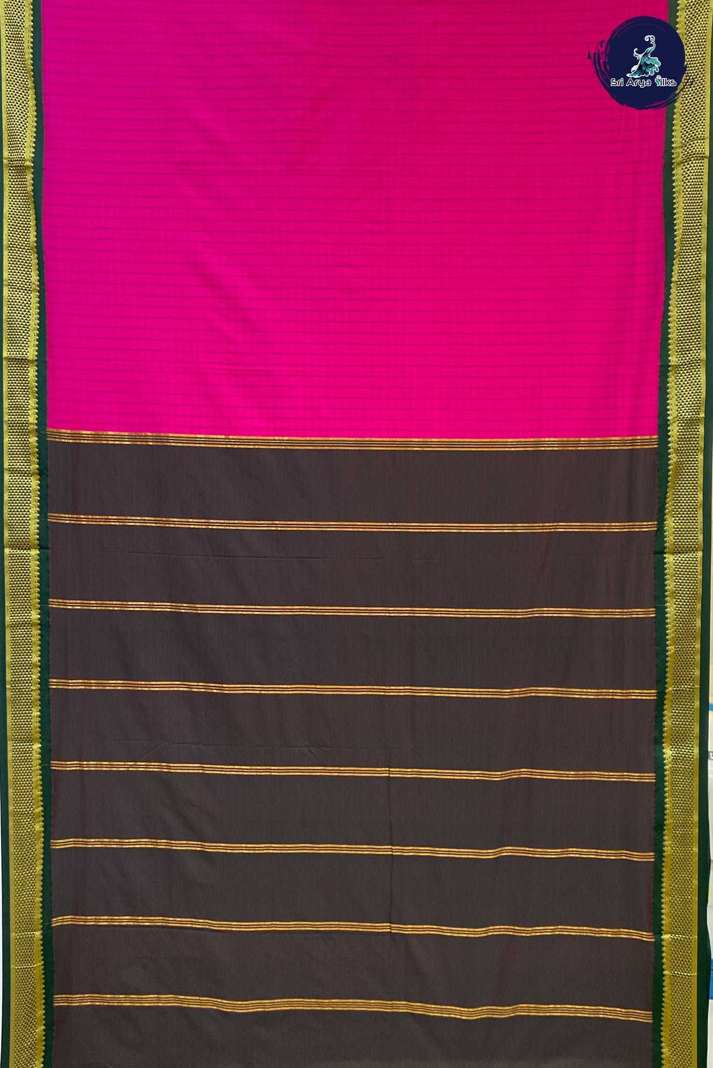 Pink Madisar Semi Silk Saree With Checked Pattern
