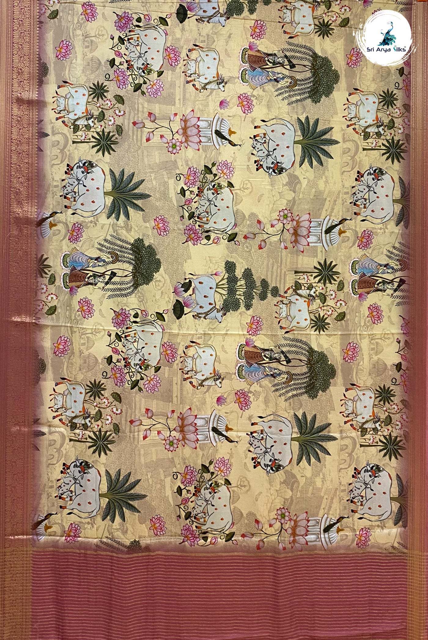 Peach and Baby pink Semi Dola saree