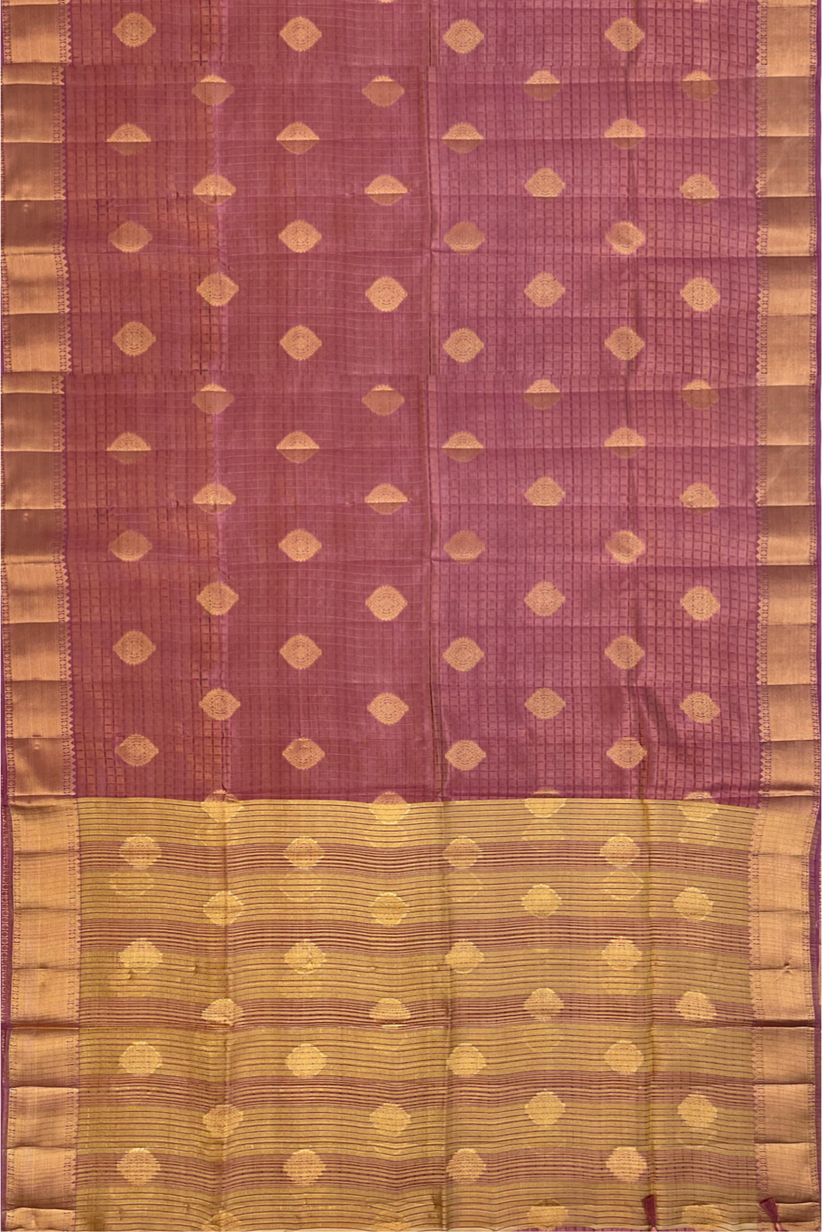 Chocolate Shade Tussar Saree With Embossed Pattern