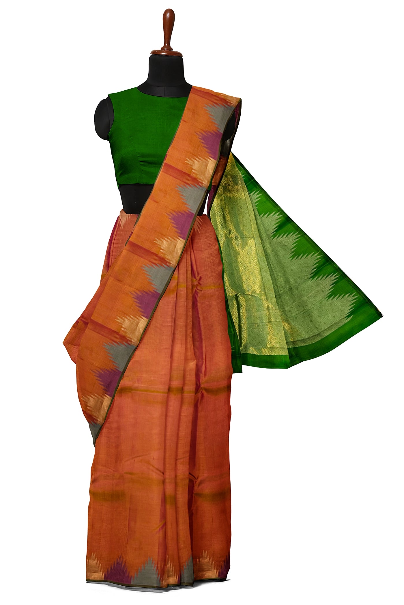 Lite Mustard Orange Light Weight Silk Saree With Plain Pattern