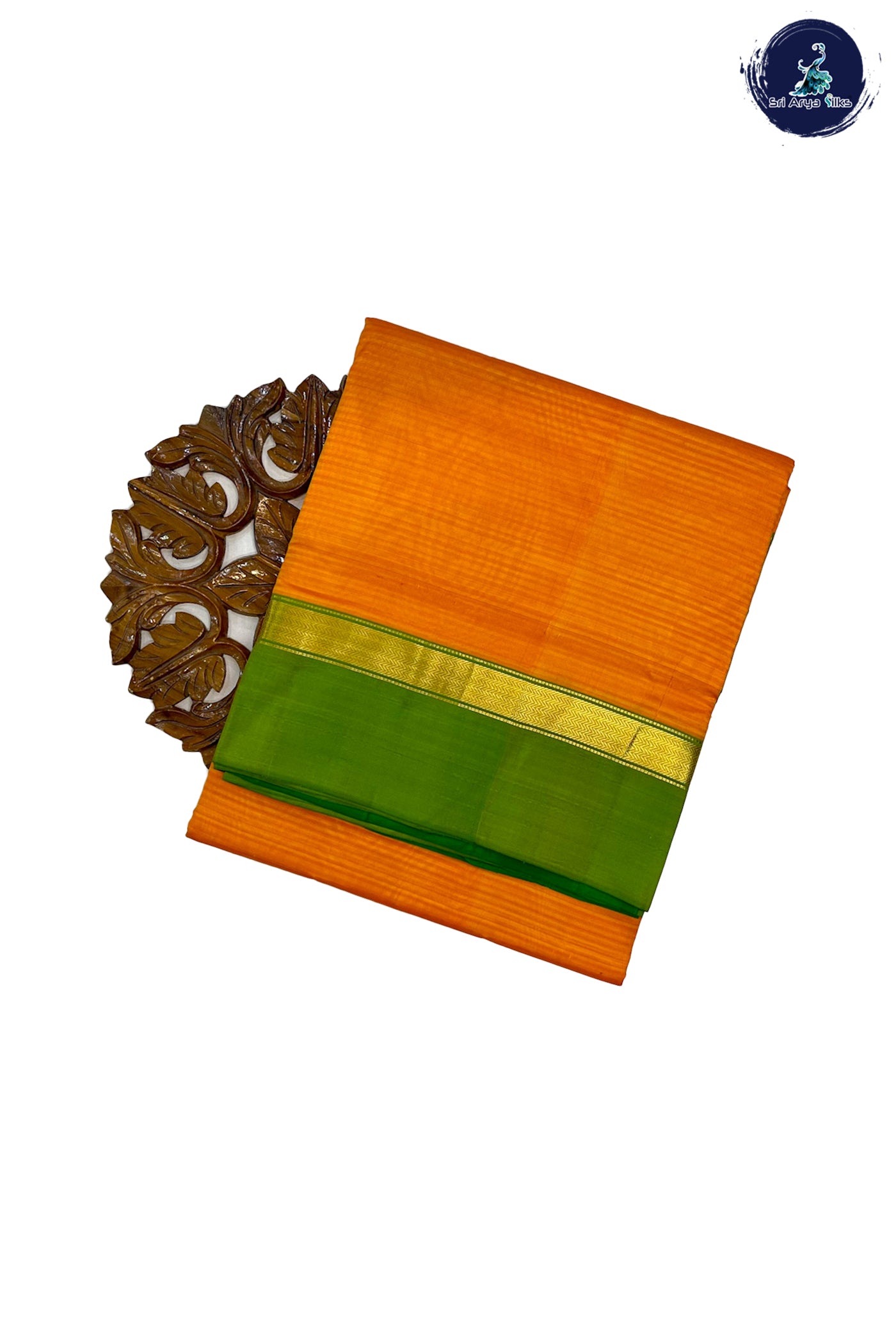 Golden Mustard Madisar 10 Yards Silk Saree With Plain Pattern