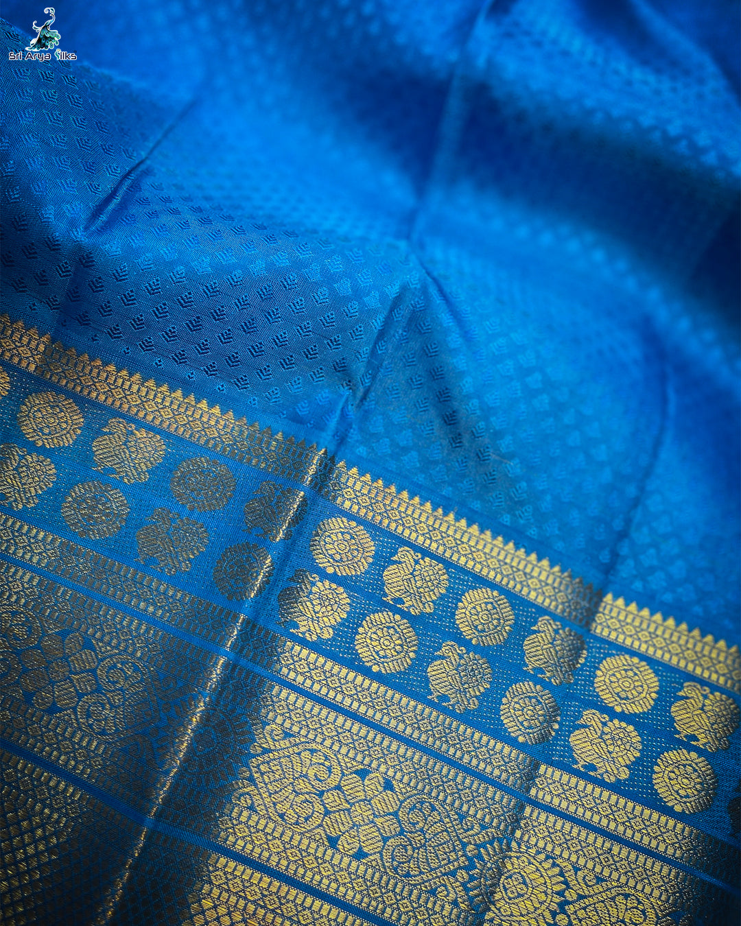 Pink Korvai Contrast Silk Saree With Copper Sulphate Blue Blouse & Buttas Pattern