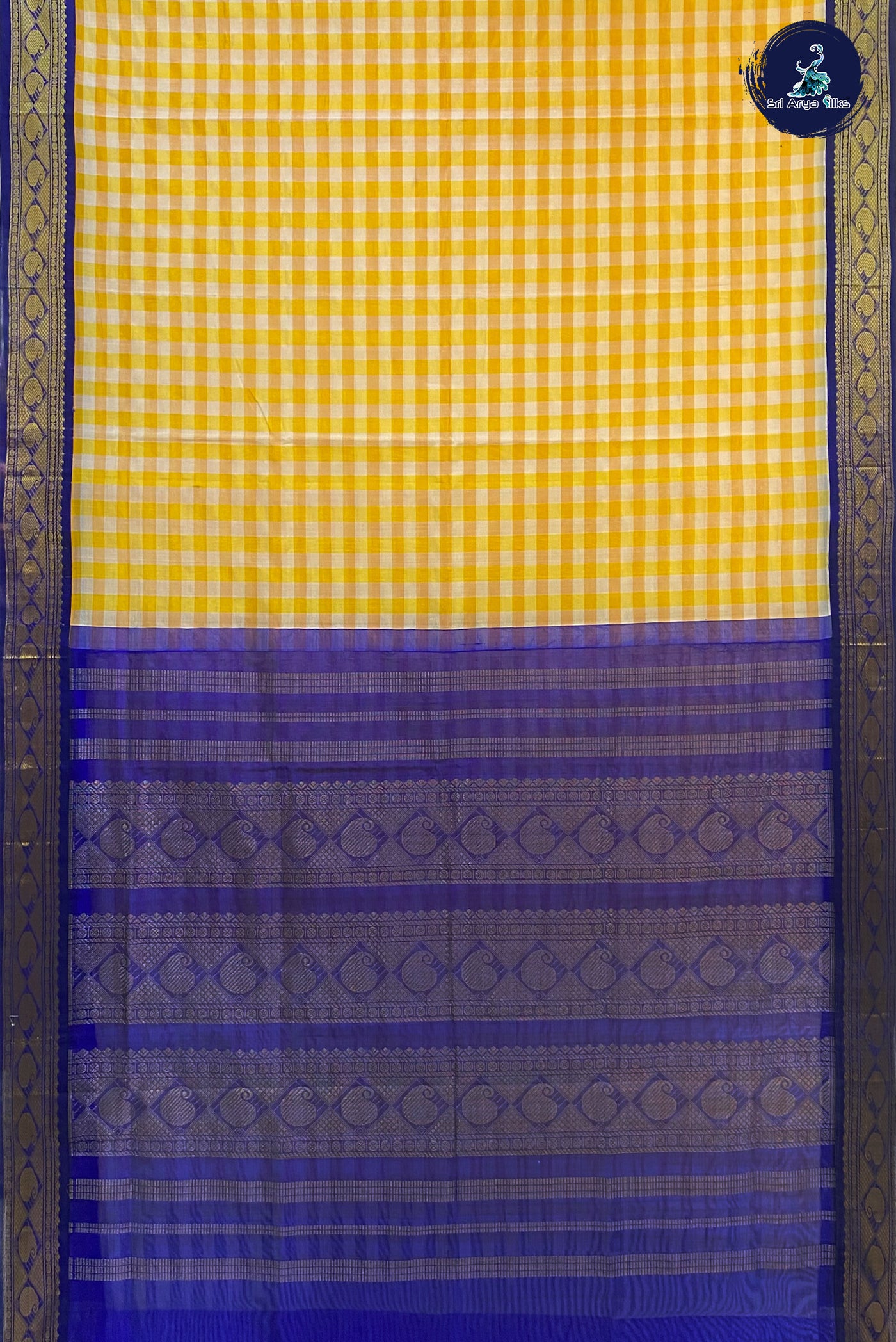Multi Colour Korvai Silk Cotton Saree With Checked Pattern