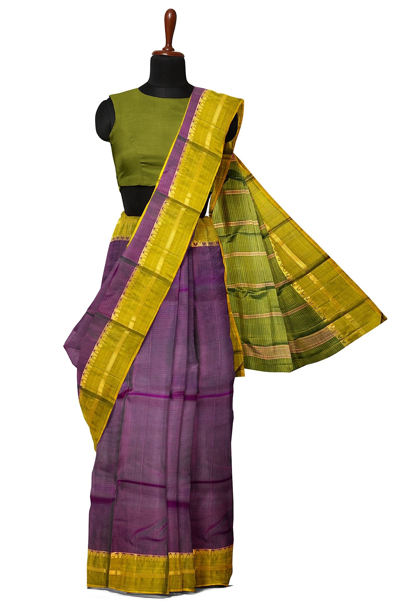 Dual Tone Purple Light Weight Silk Saree With Plain Pattern