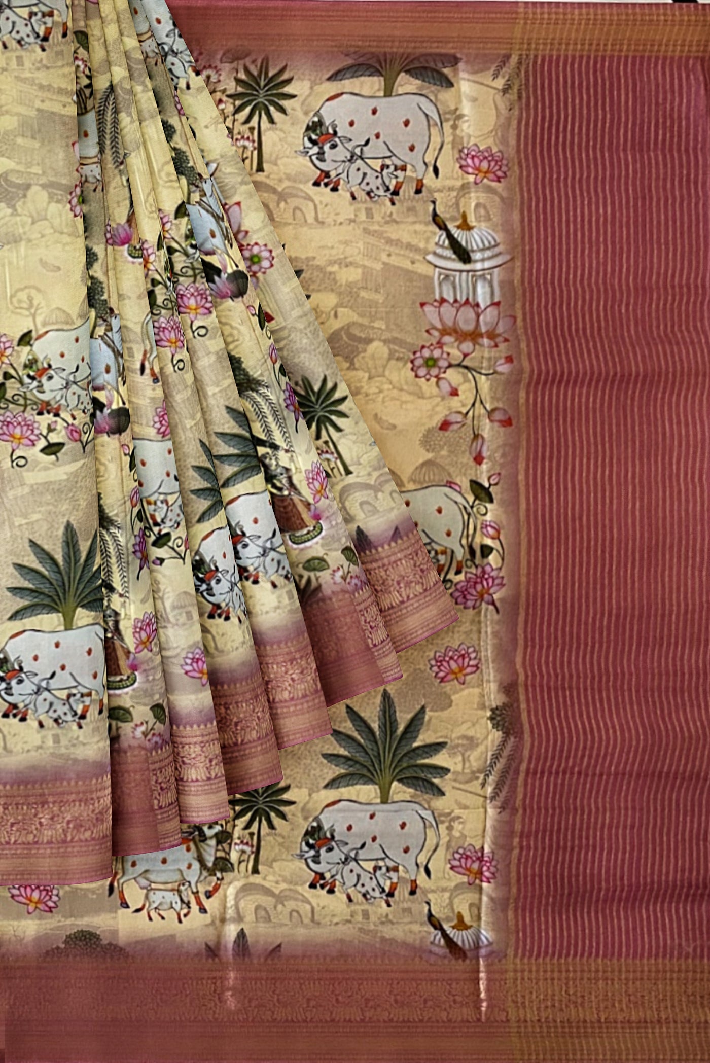 Peach and Baby pink Semi Dola saree