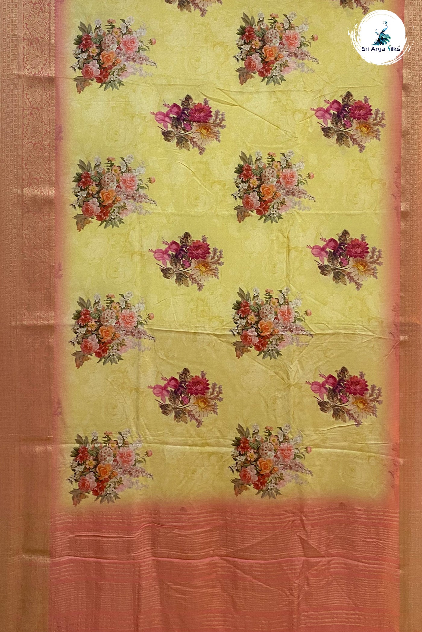 Light Yellow and Baby Pink Semi Dola saree